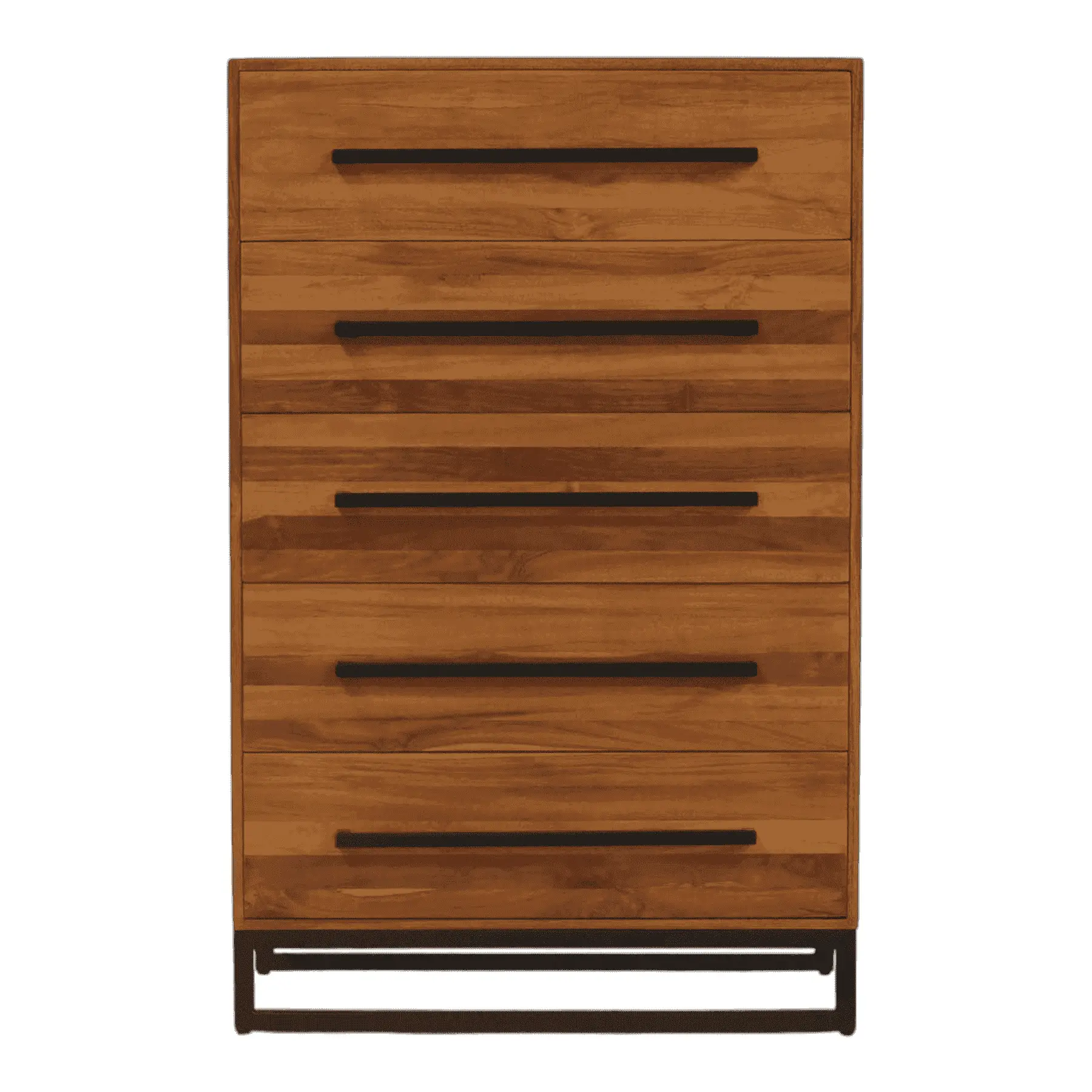 Modern wooden chest of drawers with metal handles