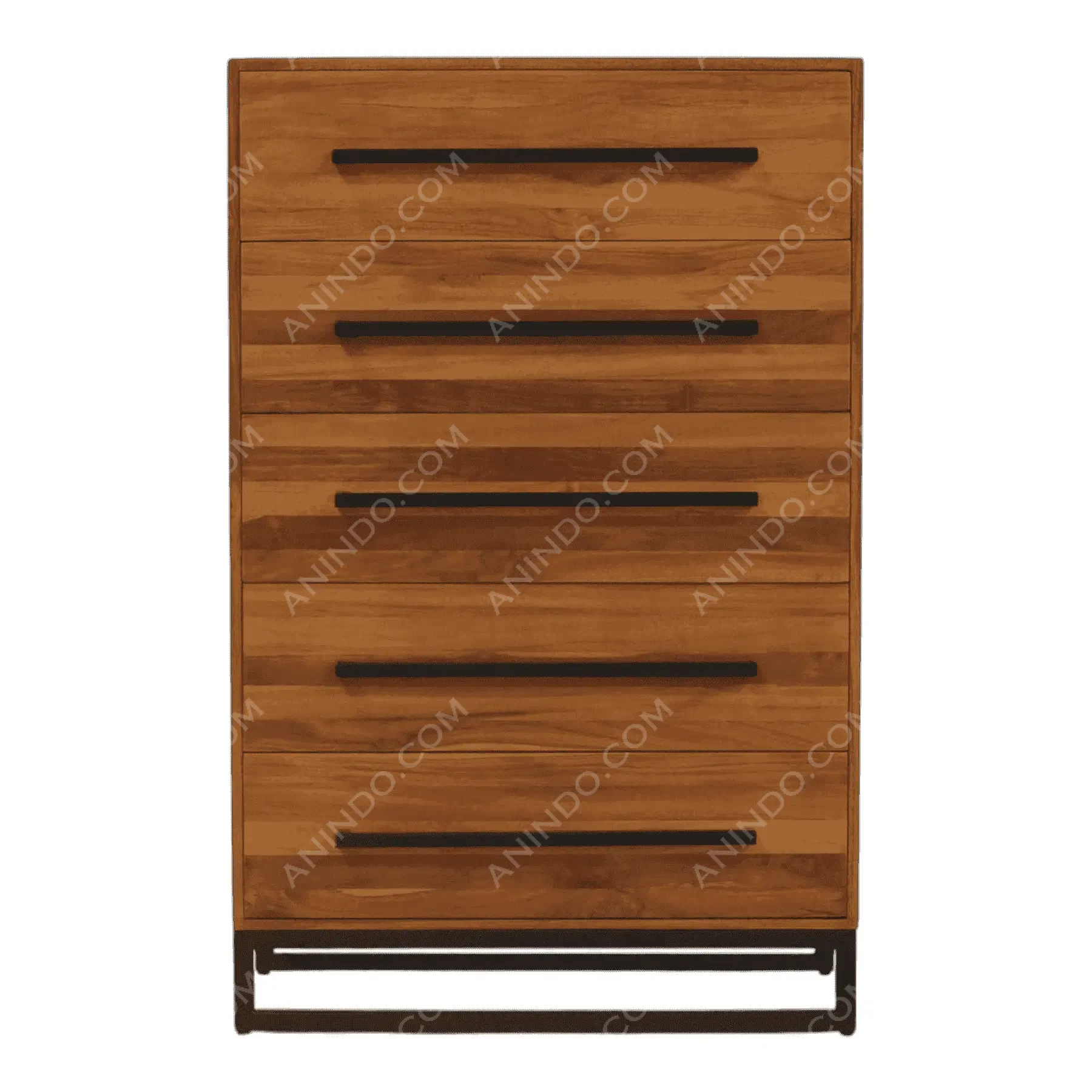 Modern wooden chest of drawers with metal handles