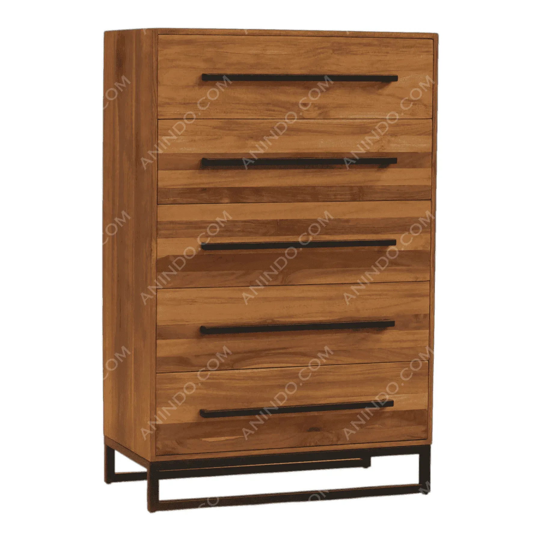 Modern wooden dresser with five drawers