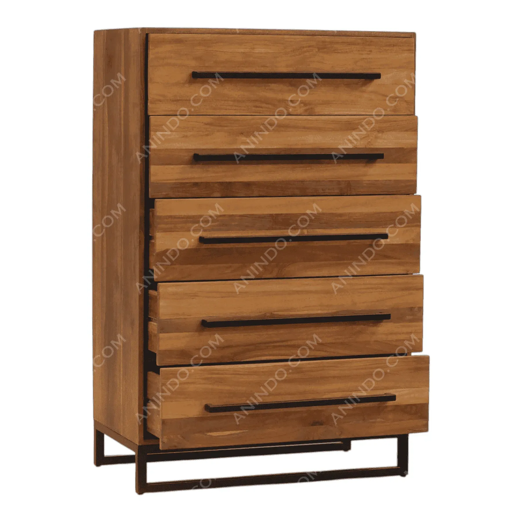 Modern wooden dresser with six drawers