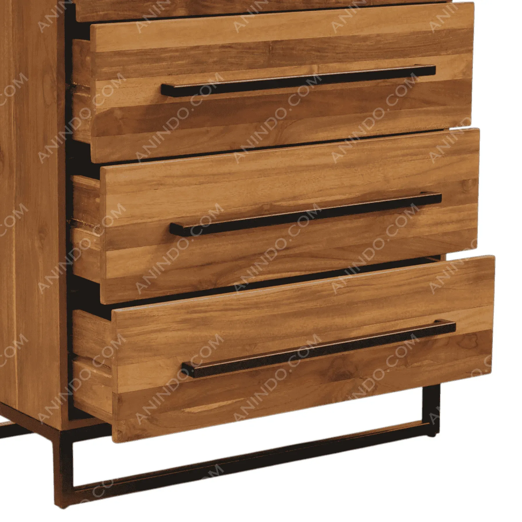 Modern wooden dresser with metal handles