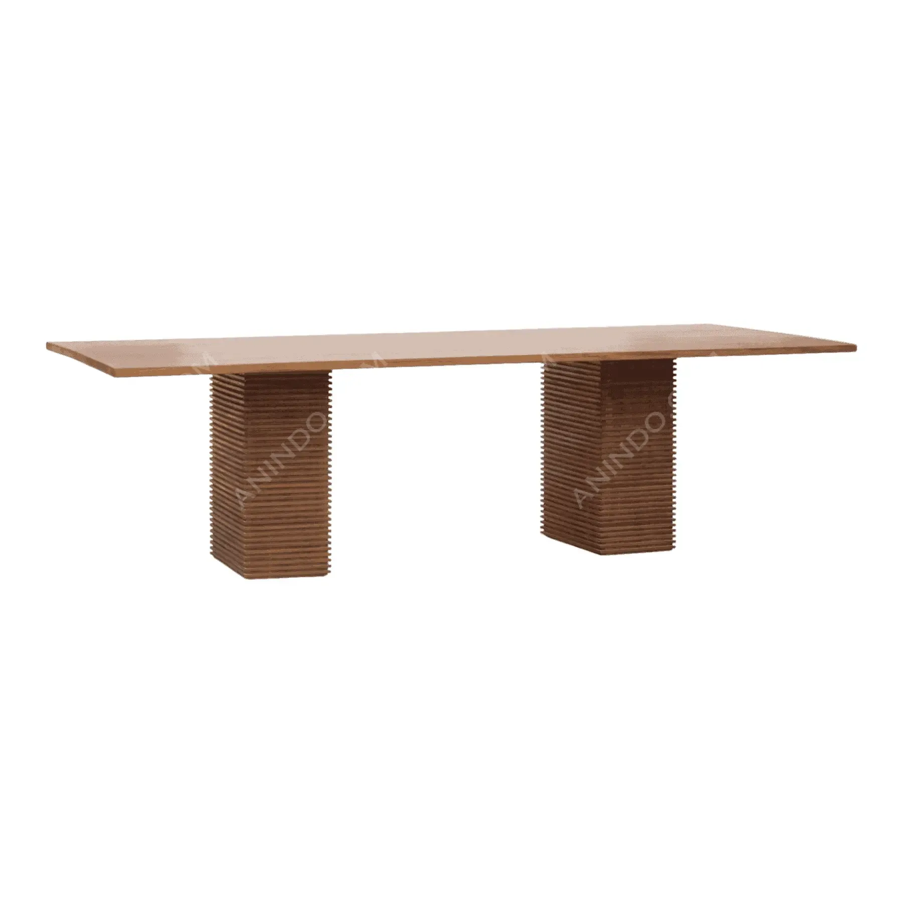 Modern wooden dining table with ribbed legs