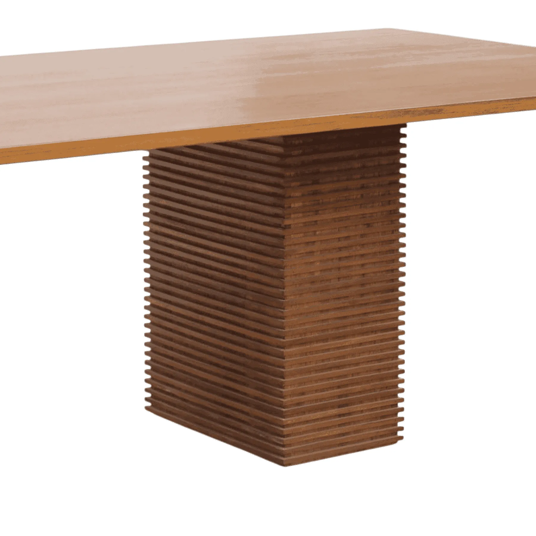 Modern wooden table with ribbed base
