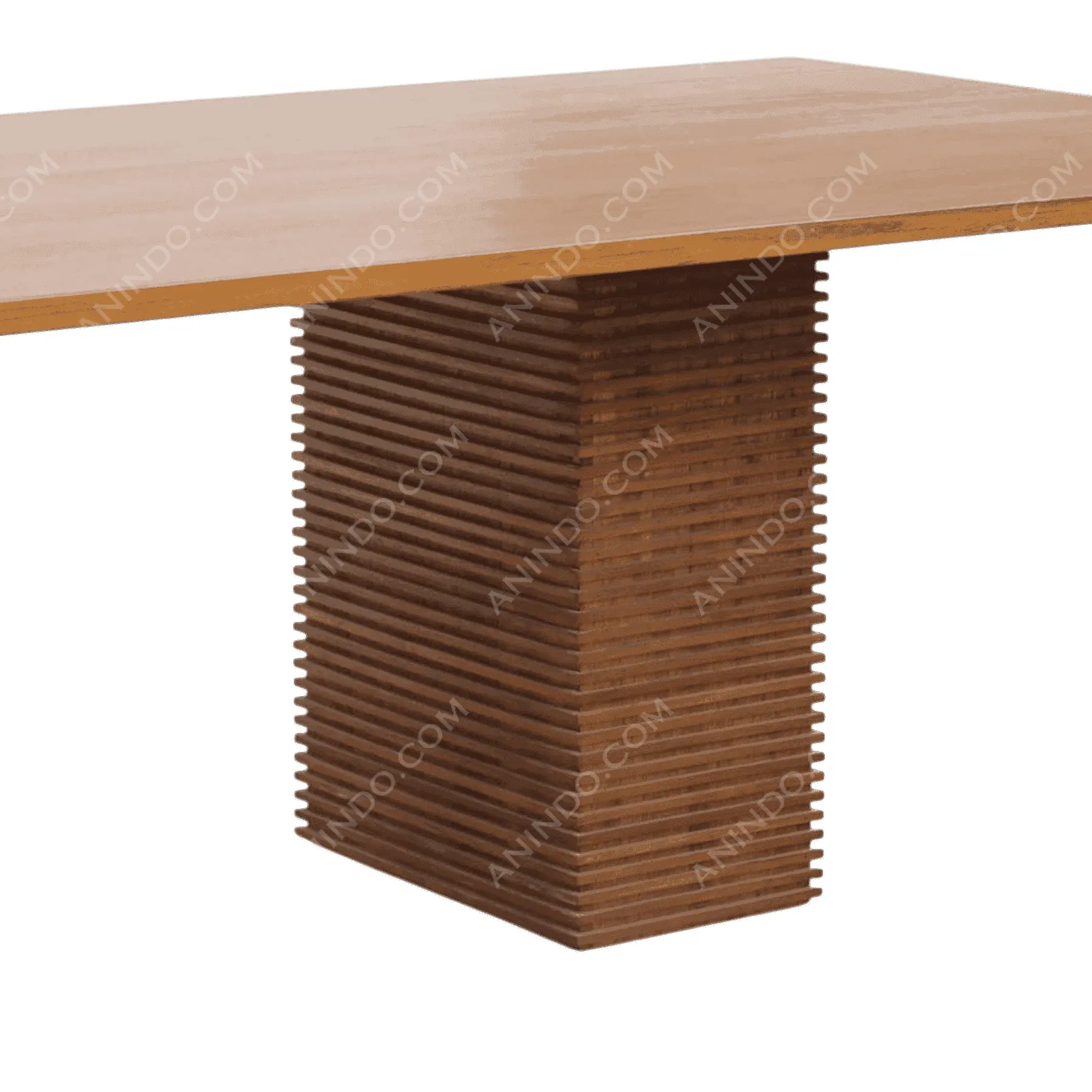 Modern wooden table with ribbed base