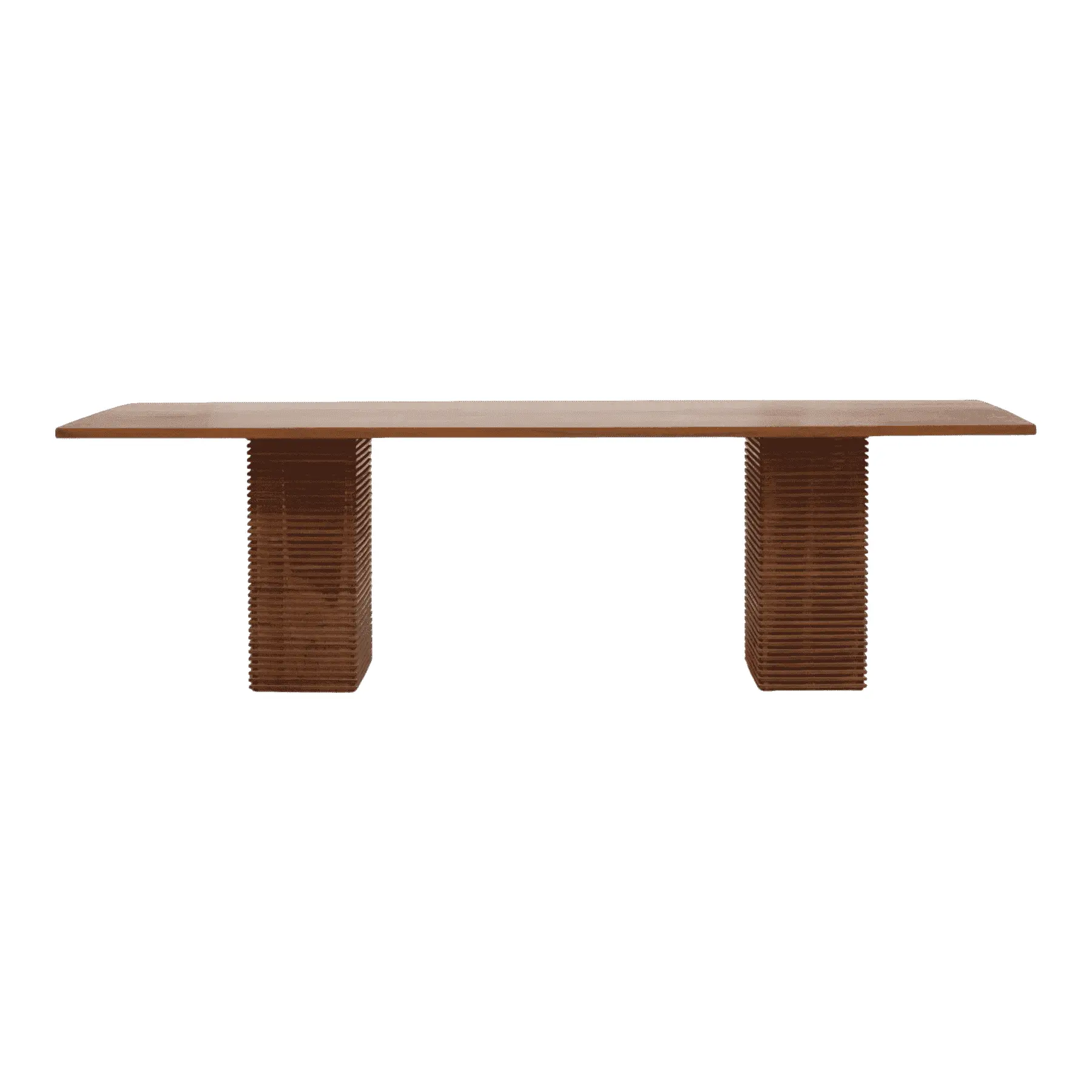 Modern wooden dining table with ribbed legs