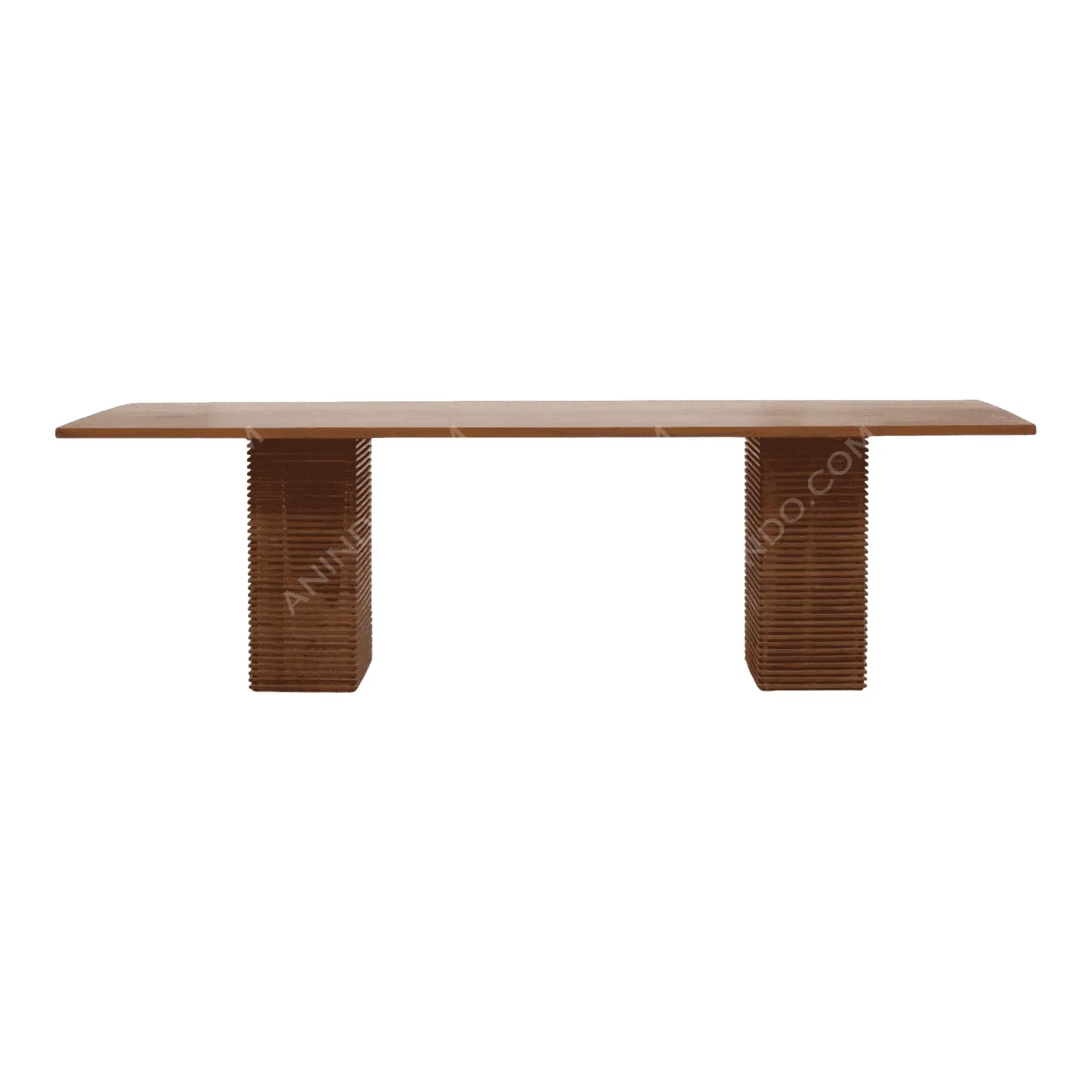 Modern wooden dining table with ribbed legs