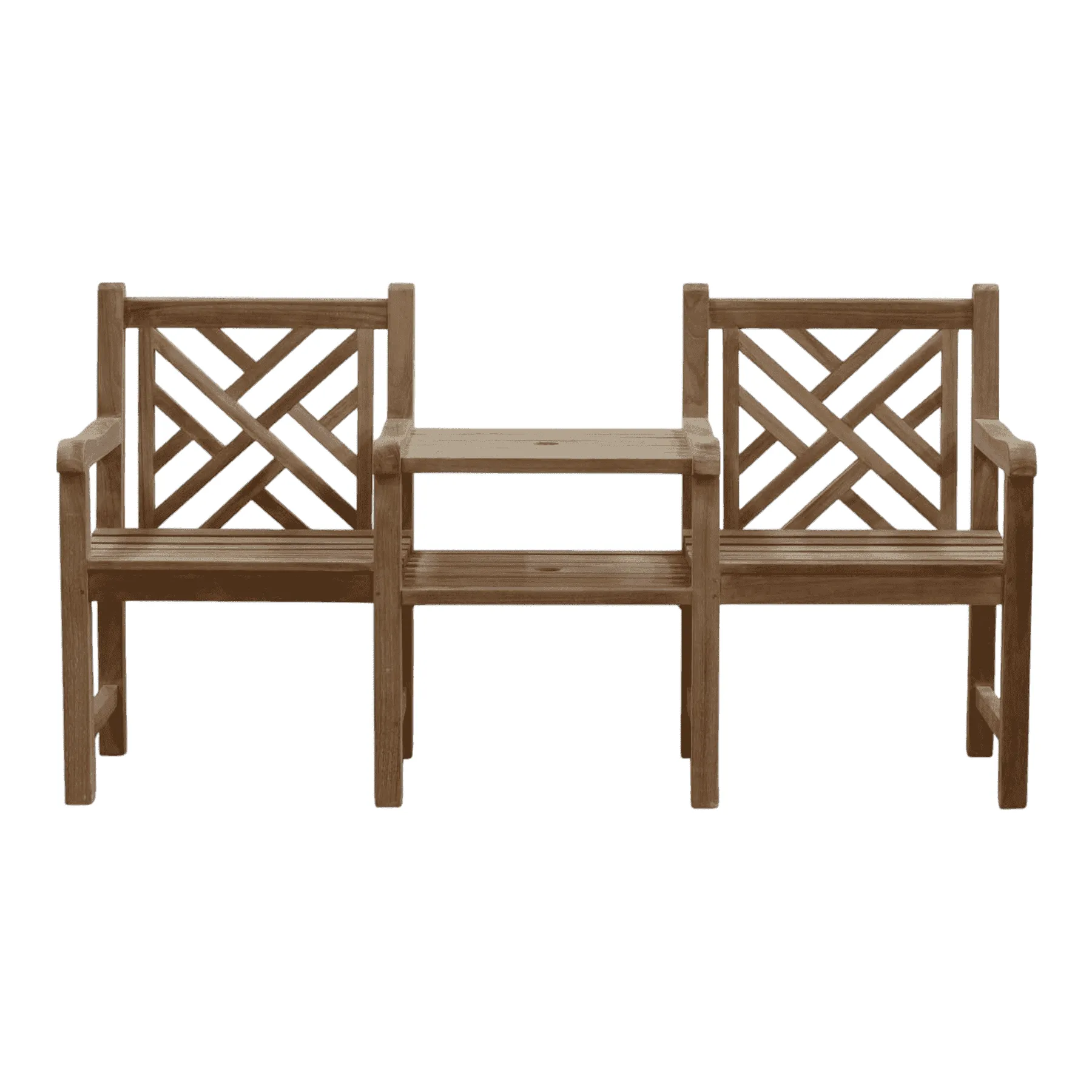 Wooden double chair with center table