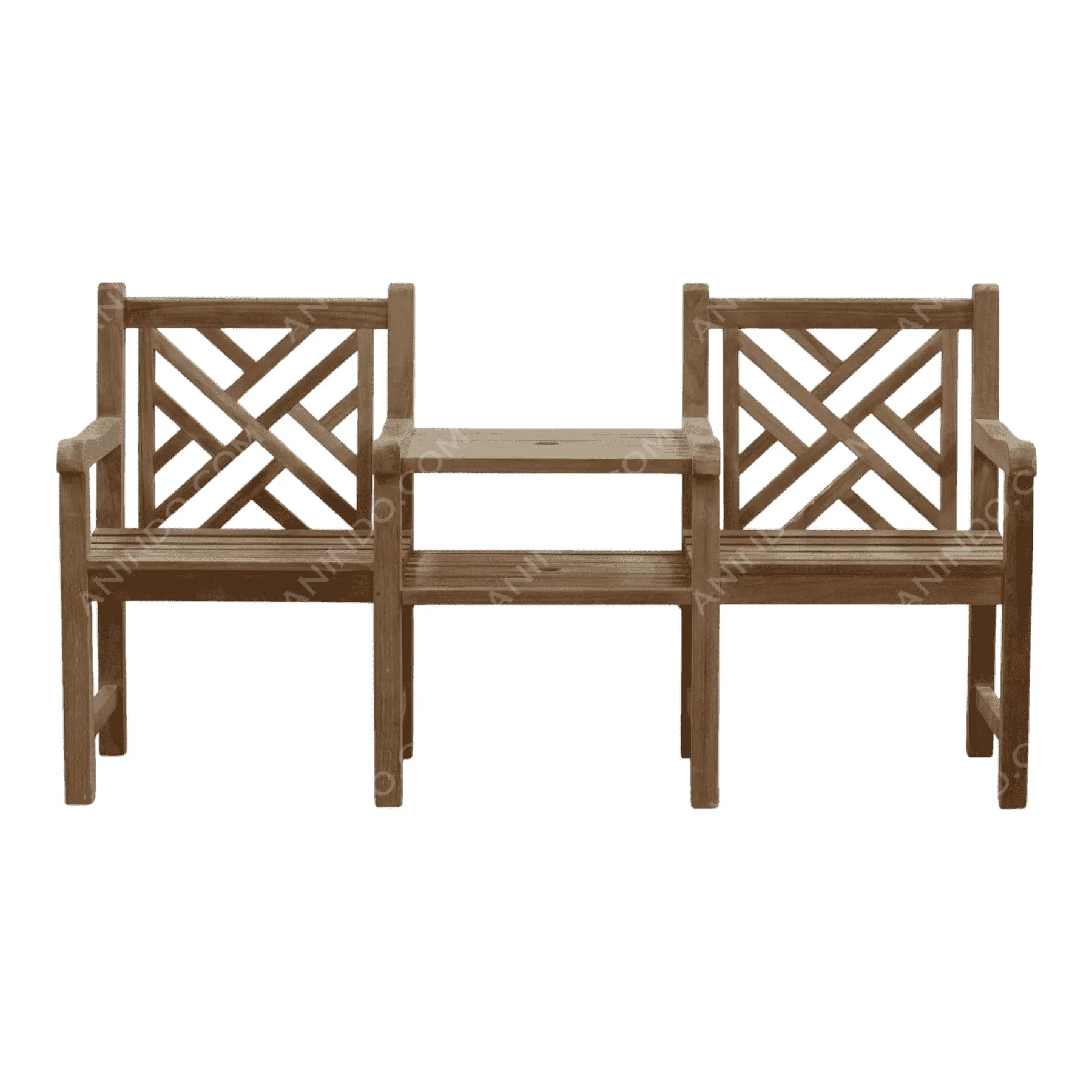 Wooden double chair with center table