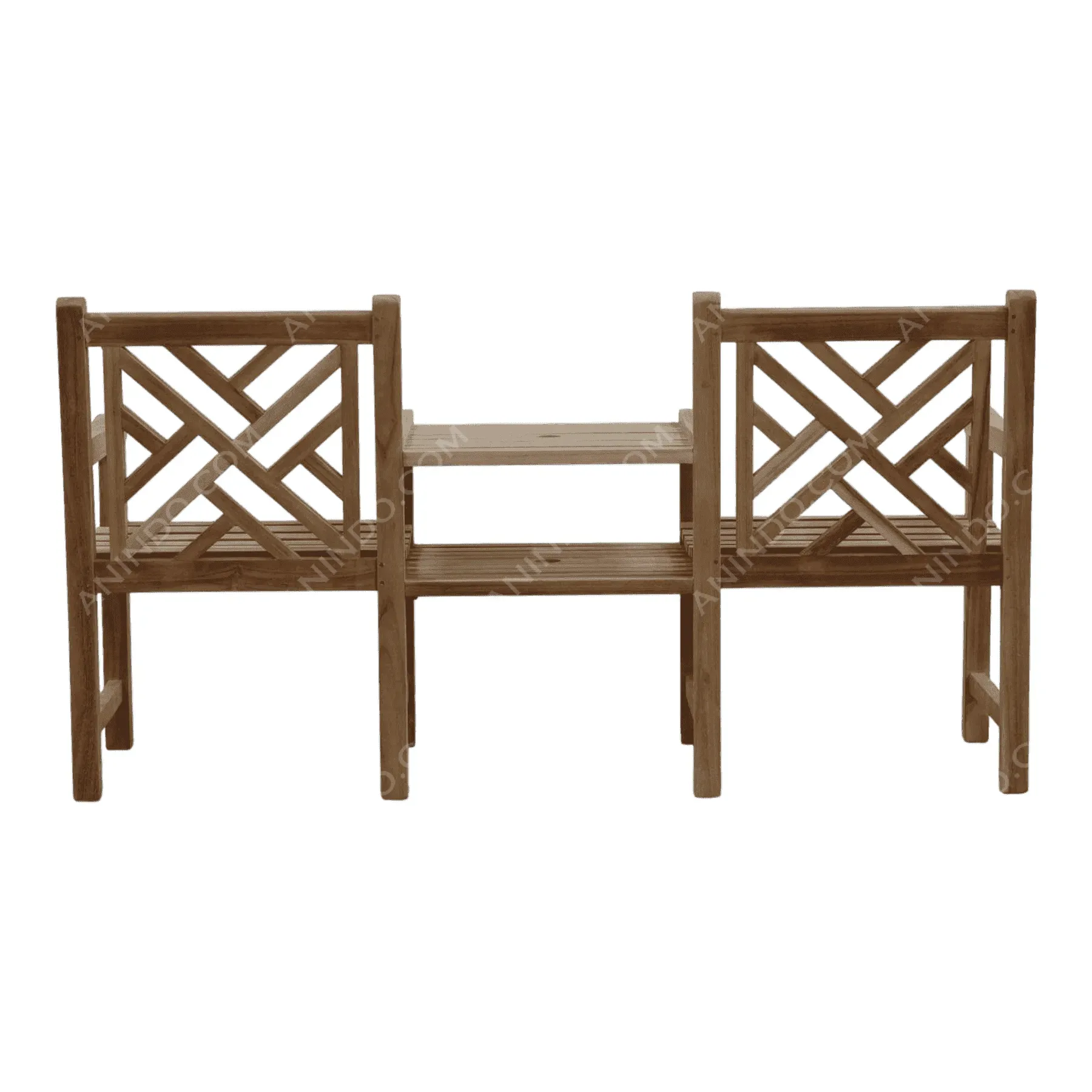 Wooden bench with built-in table