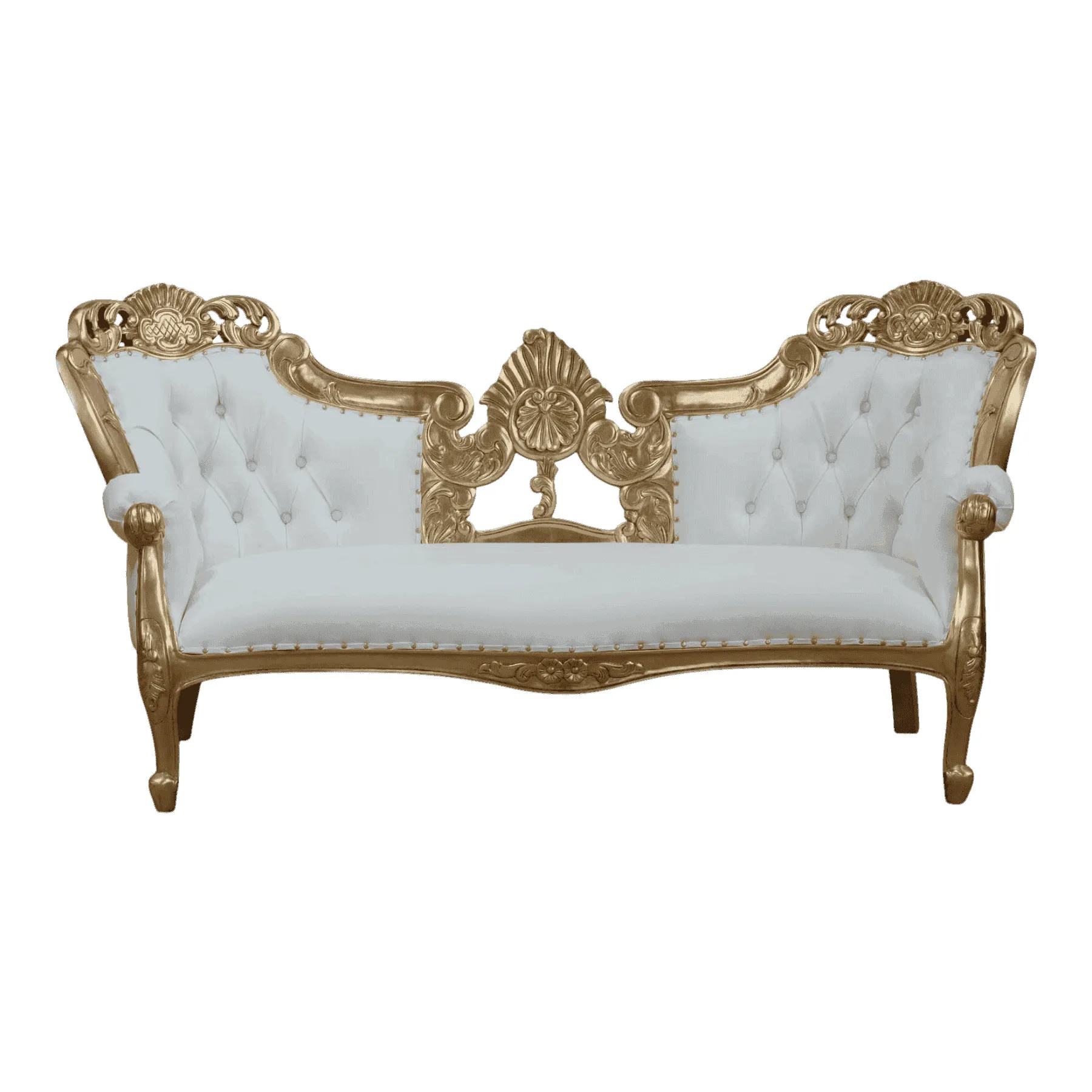 Elegant white and gold vintage sofa