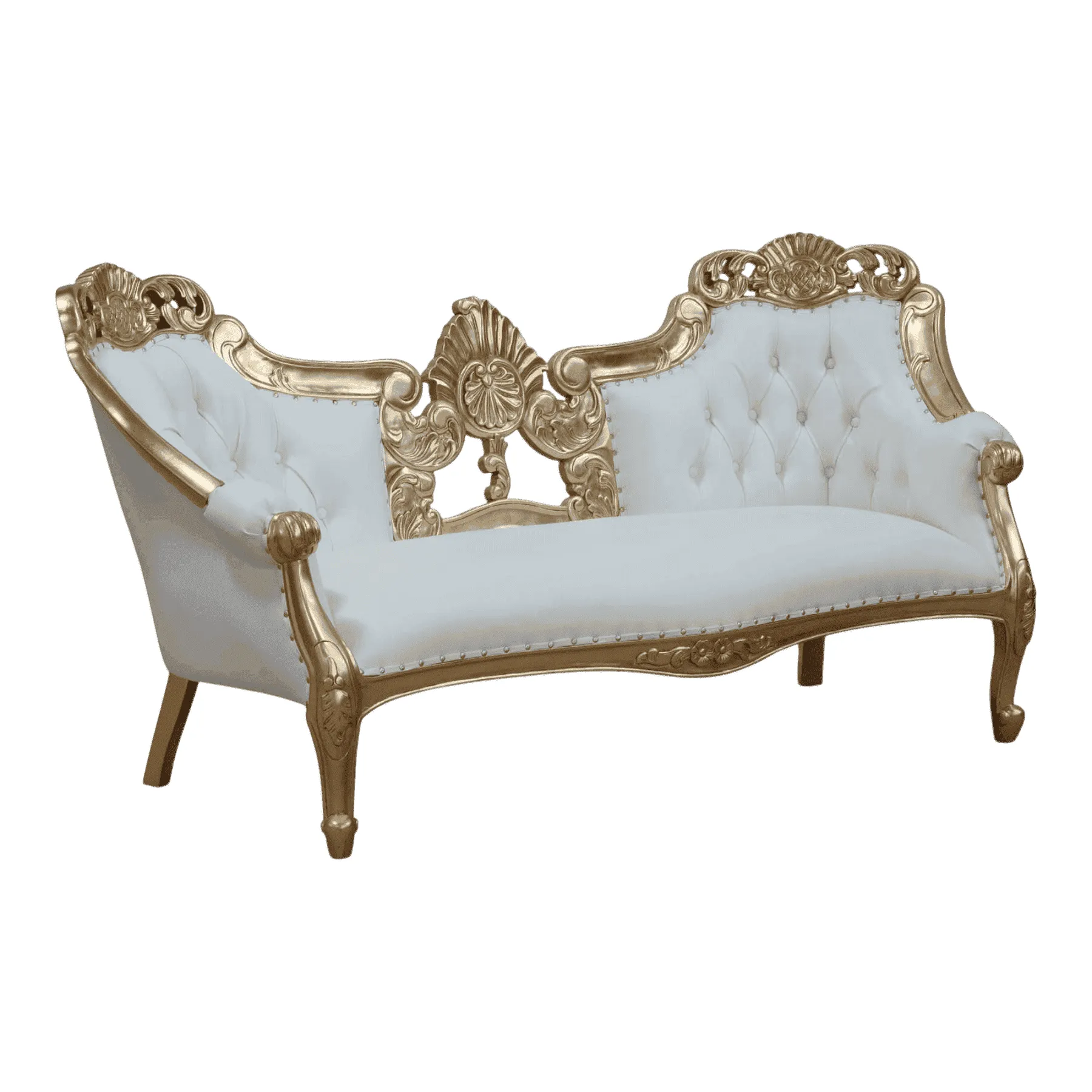 Elegant white and gold vintage sofa