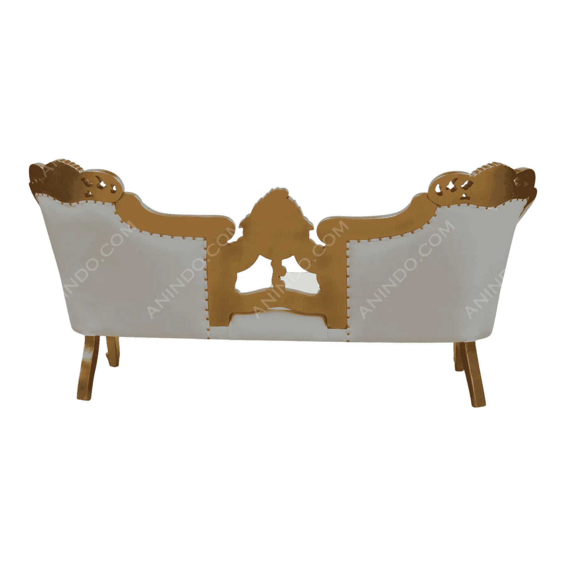 White and gold vintage sofa back view