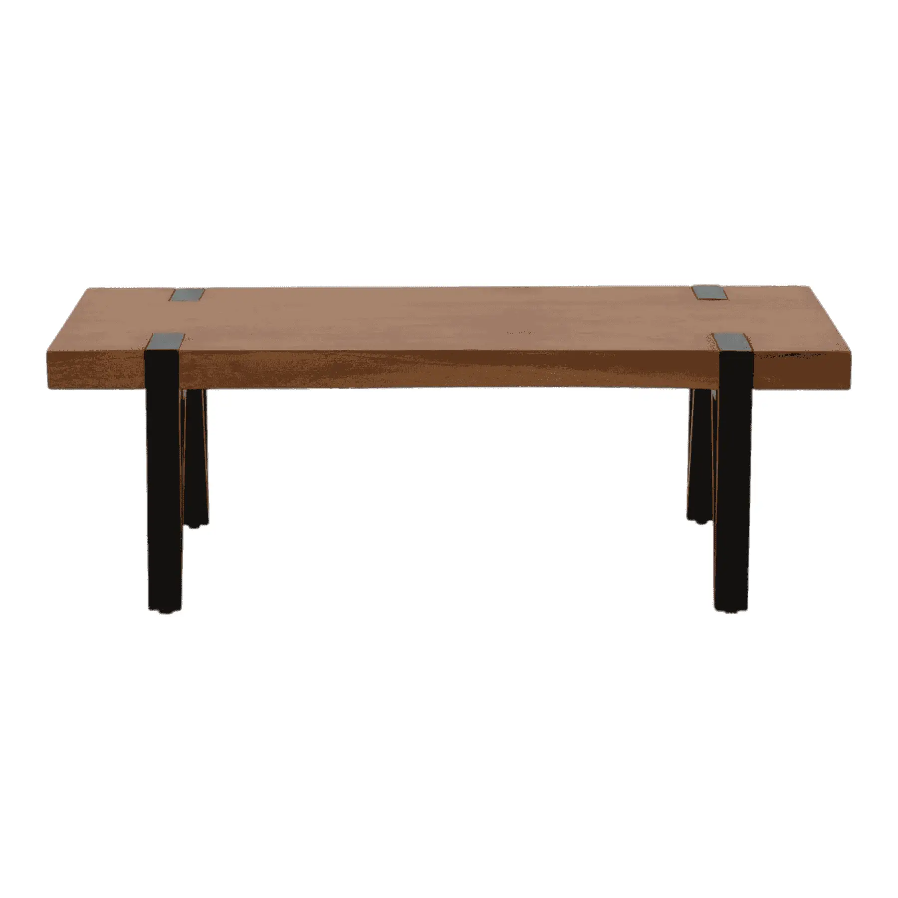 Modern wooden bench with black metal legs