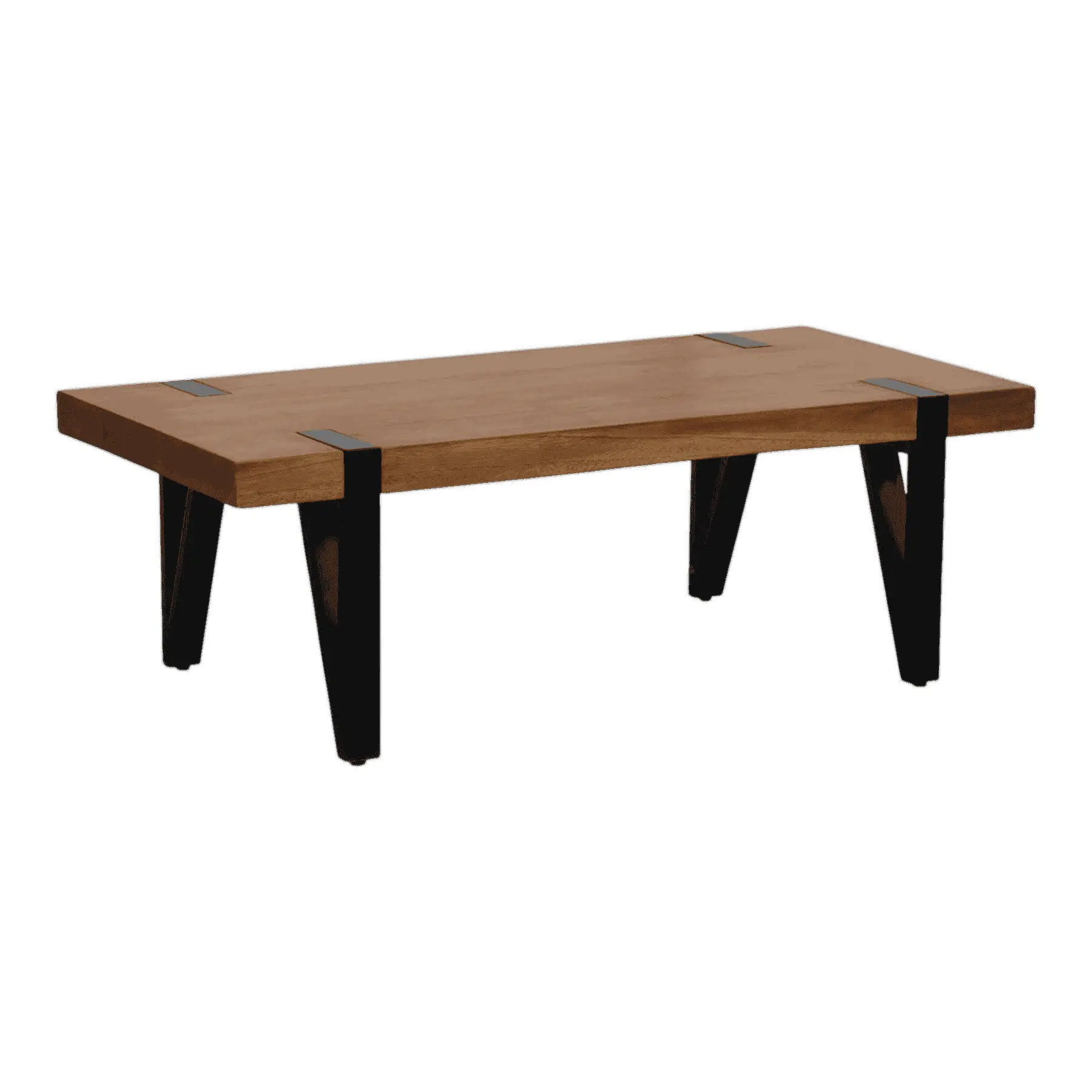 Modern wooden coffee table with metal legs