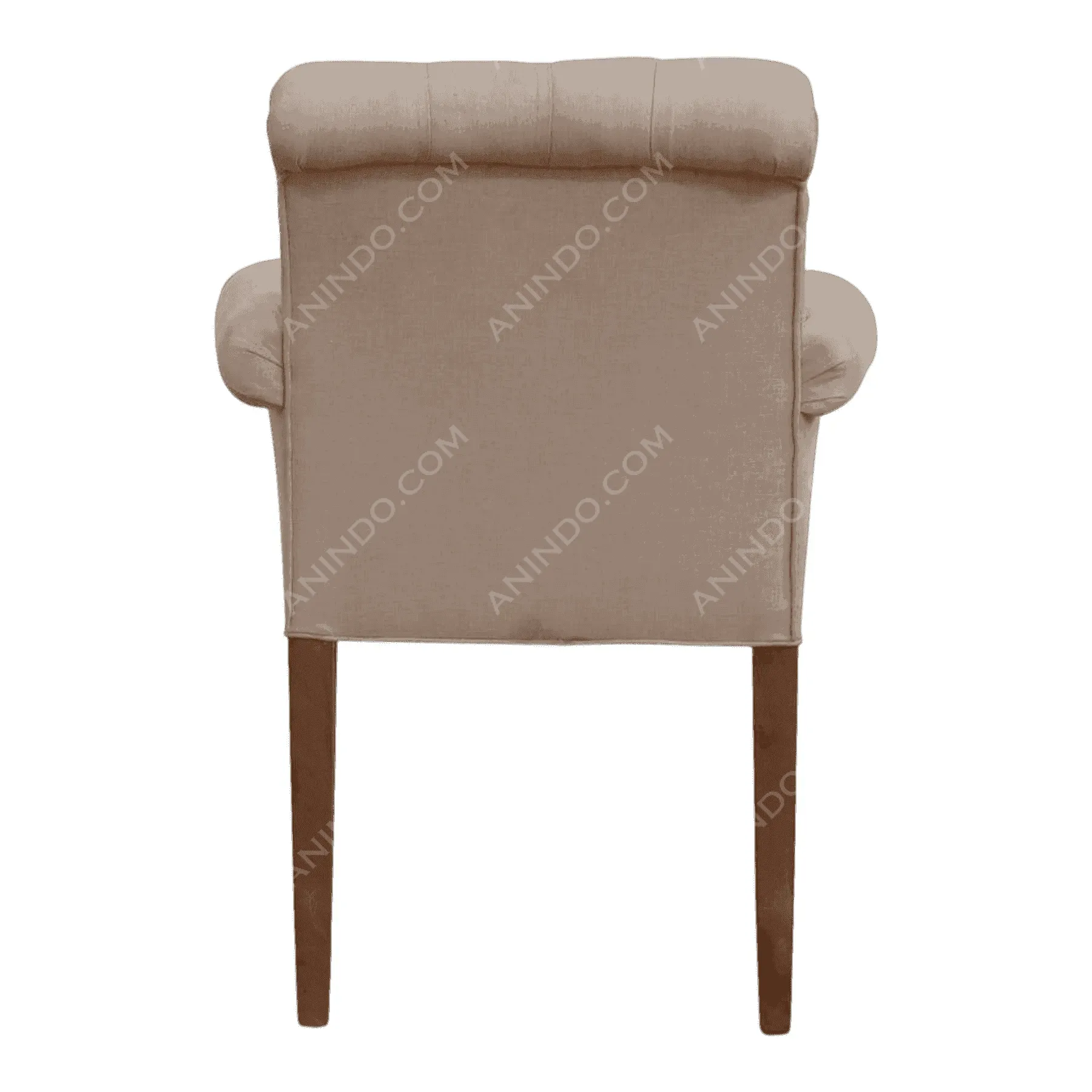 Beige upholstered chair with wooden legs