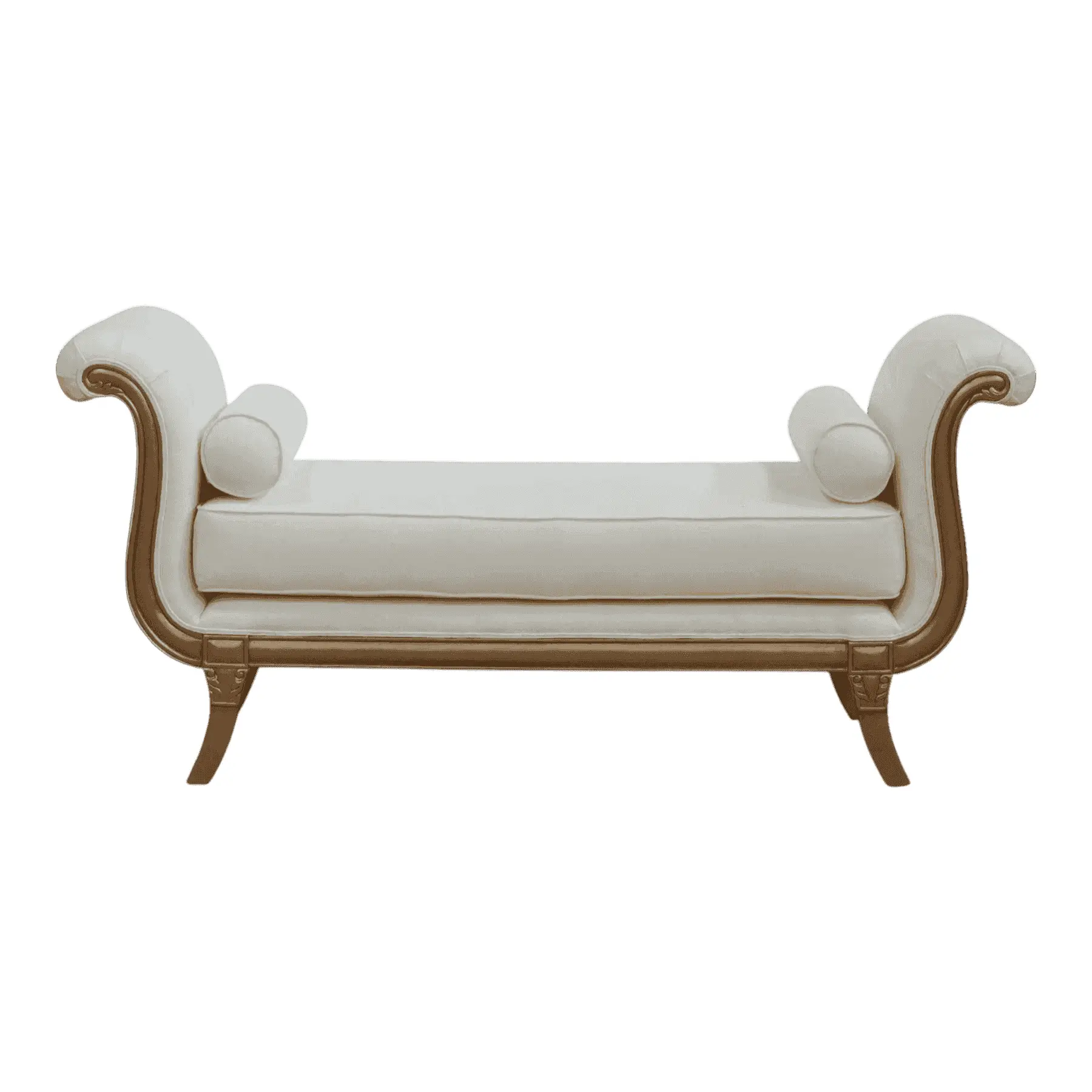 Elegant cream chaise lounge with wooden frame