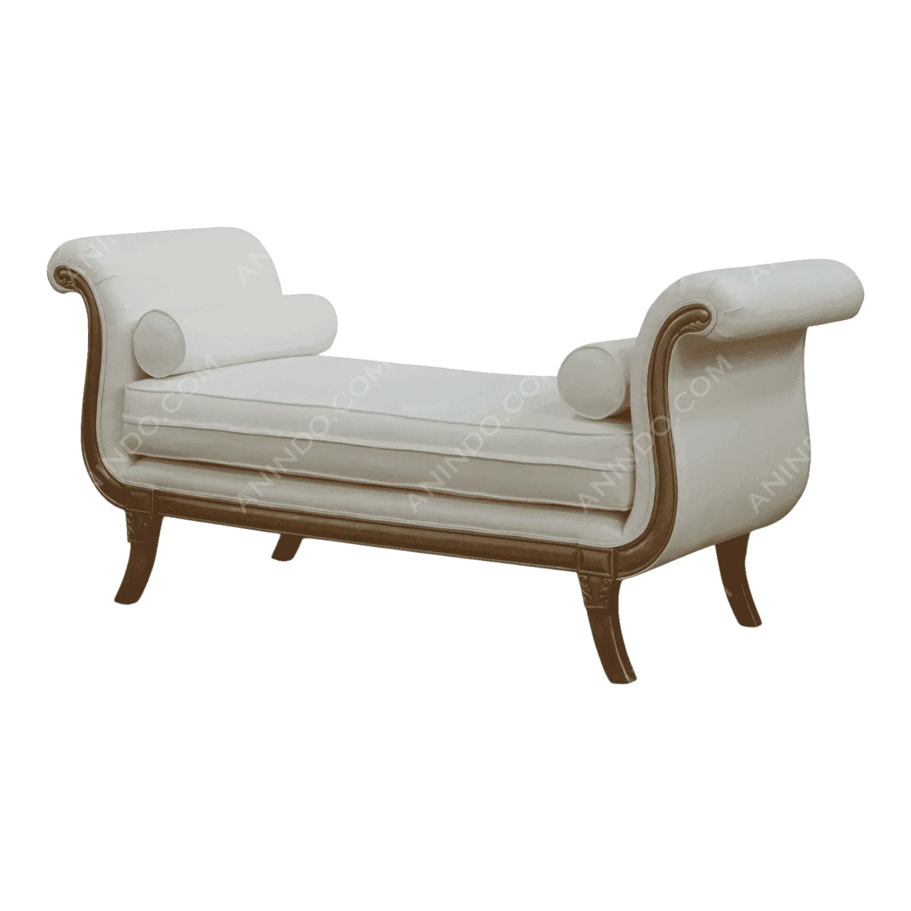 Elegant cream upholstered chaise lounge chair