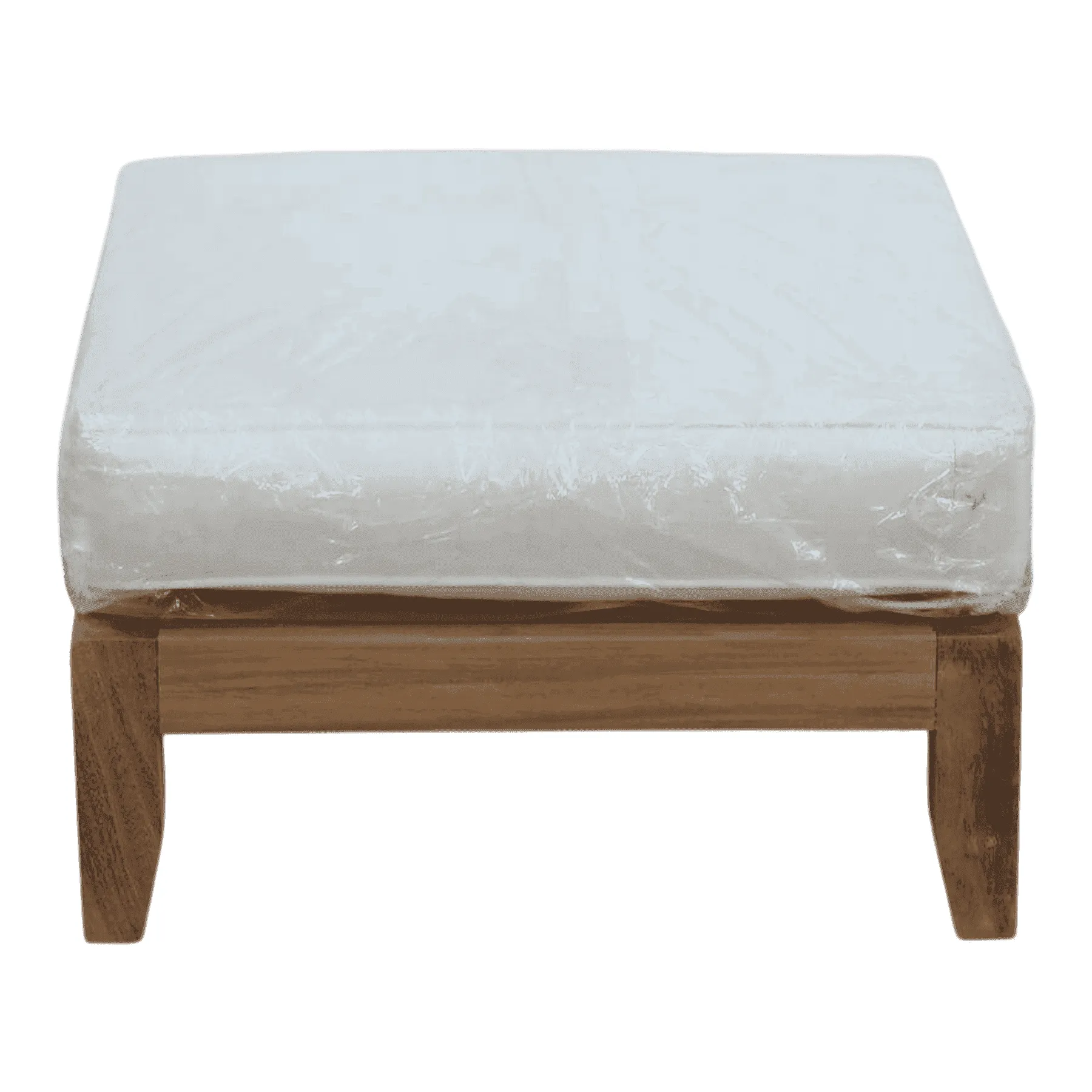 Wooden ottoman with white cushion