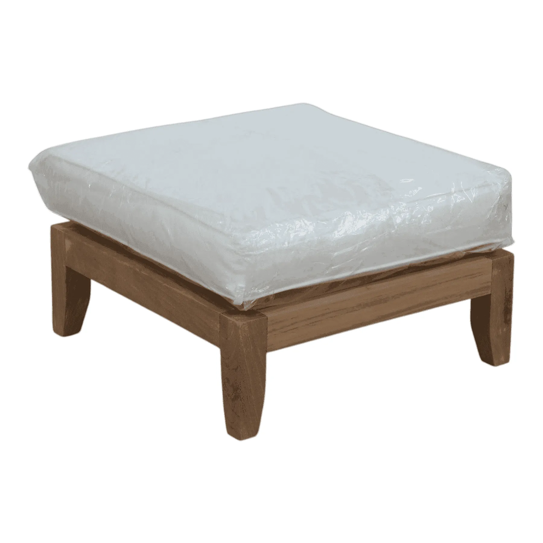 Wooden ottoman with white cushion