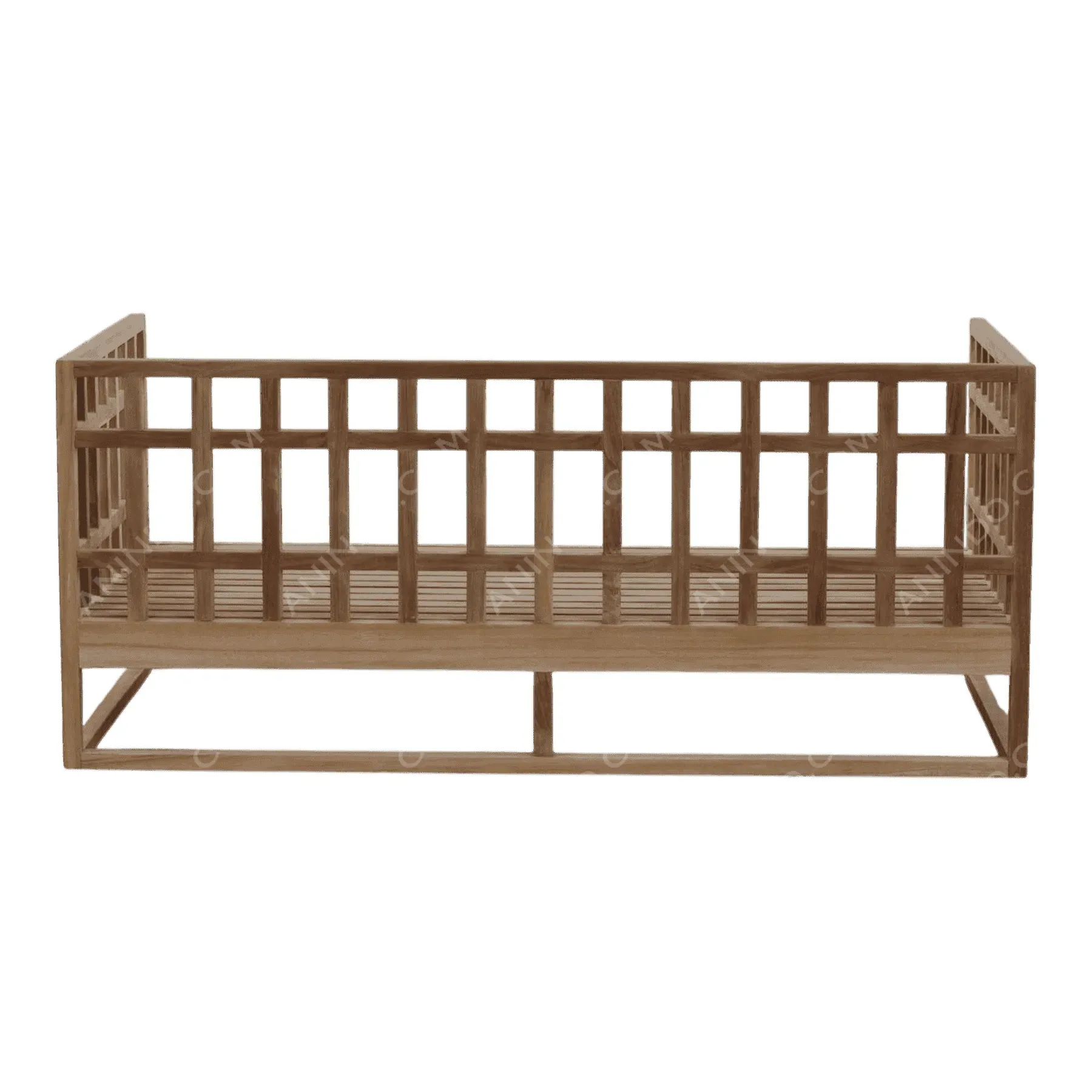 Modern wooden crib with open slat design