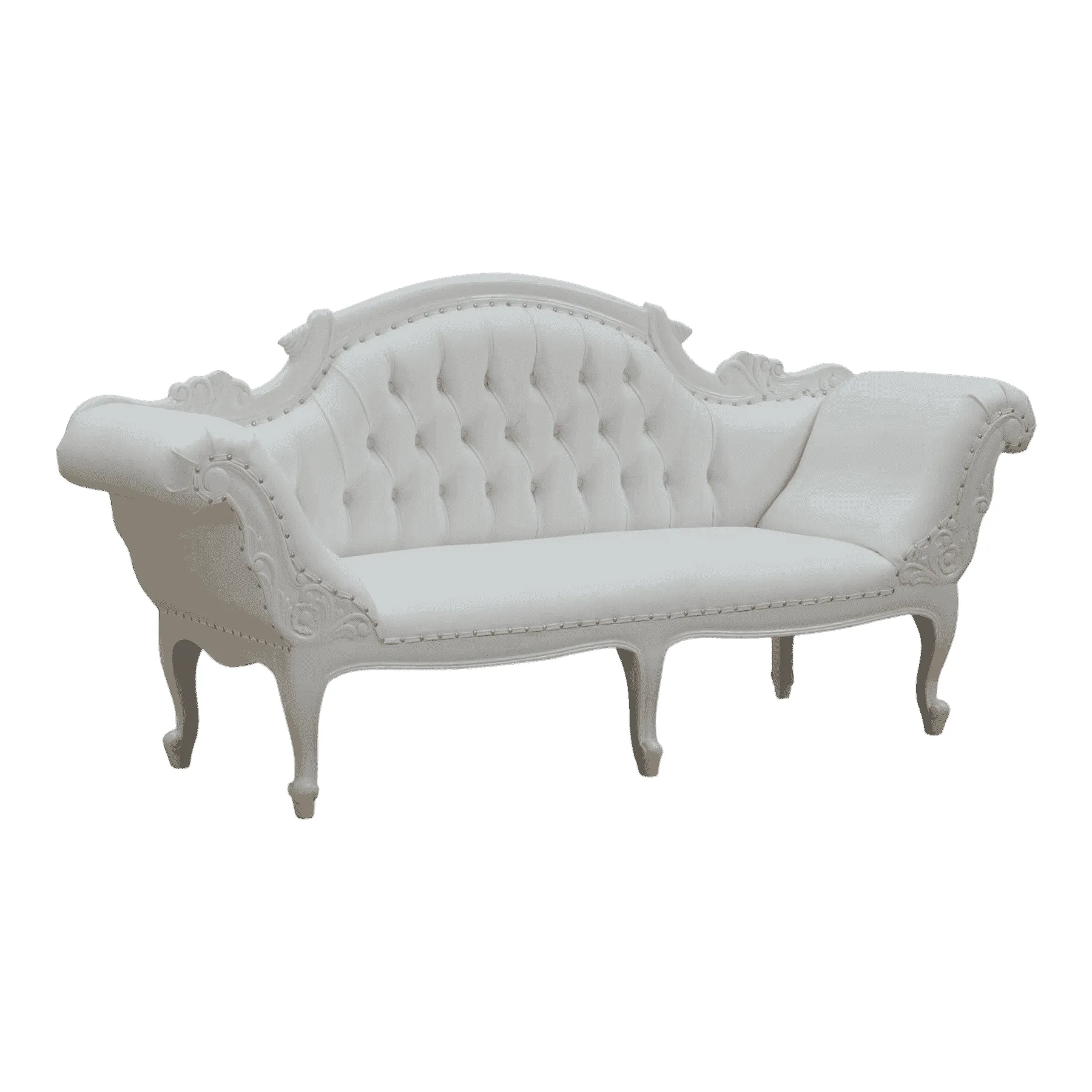 Elegant white tufted vintage sofa