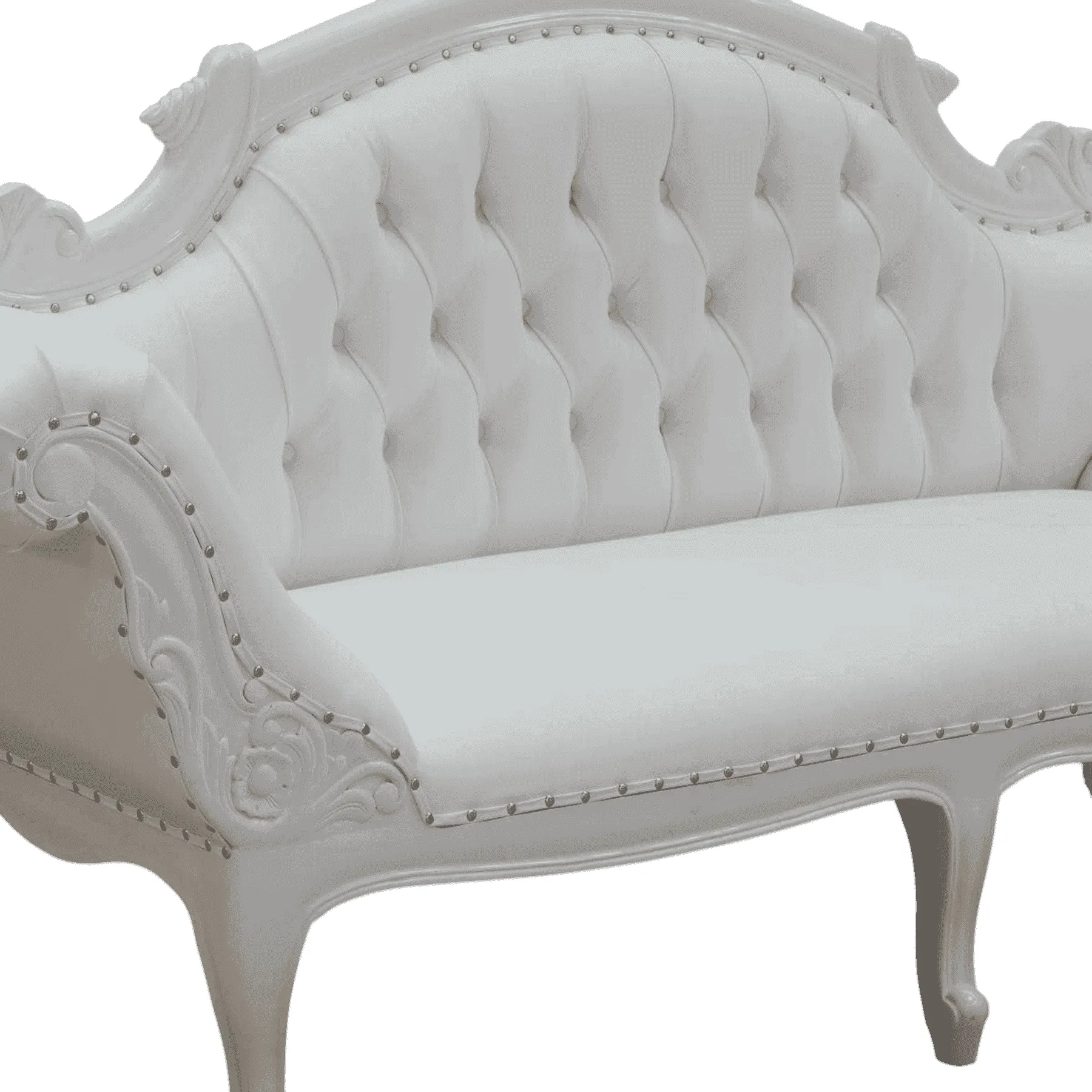 Elegant white tufted vintage sofa