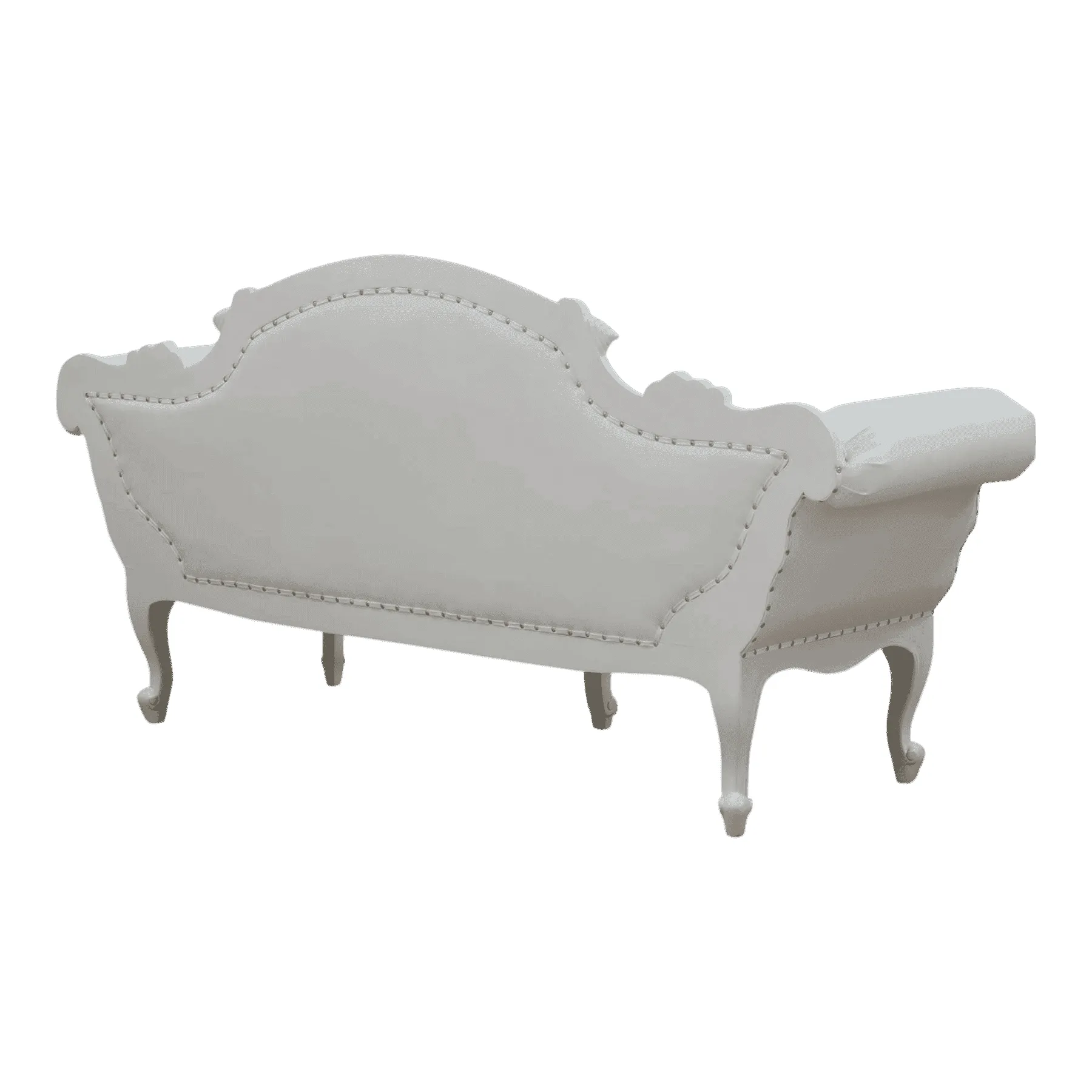 White vintage loveseat with curved backrest
