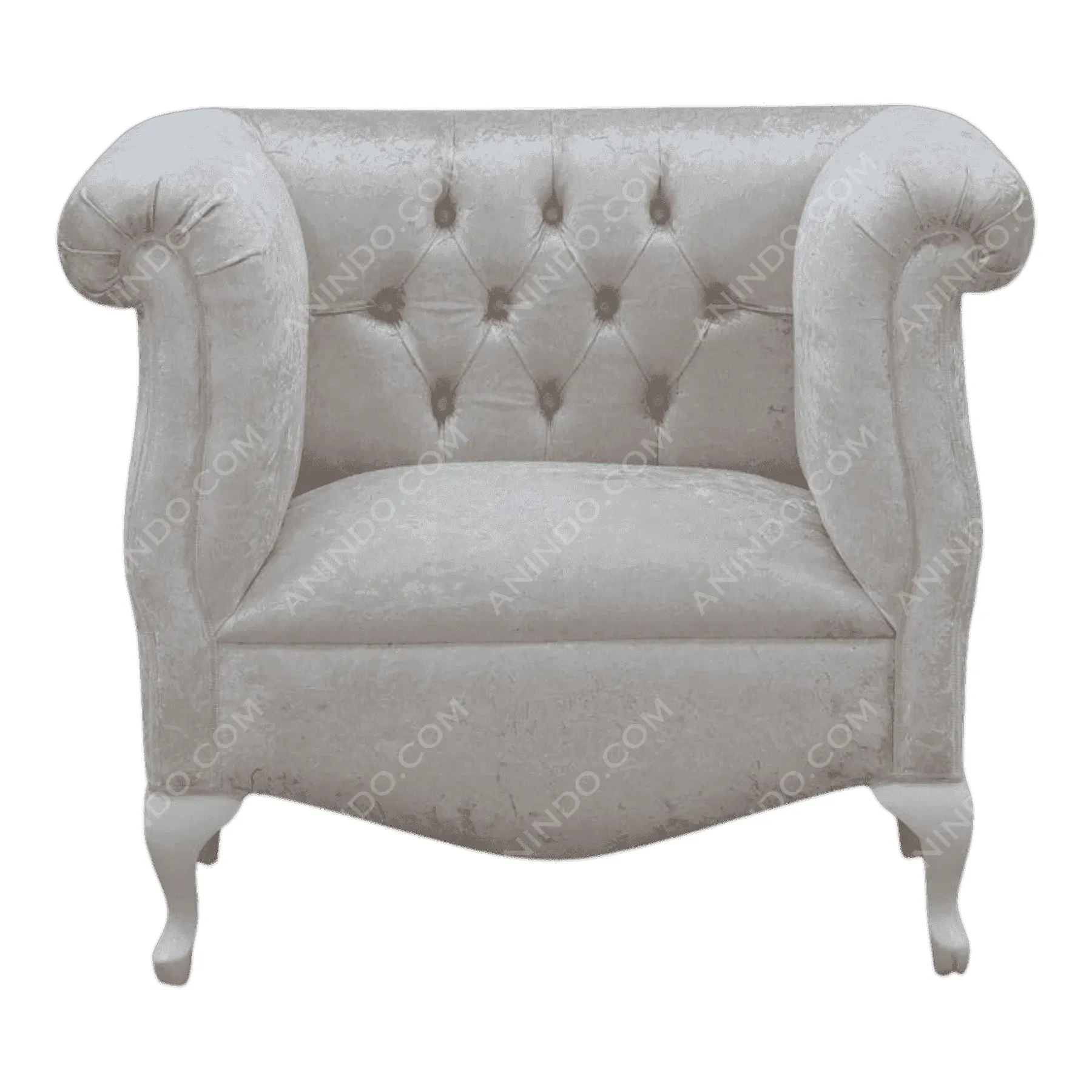 Elegant tufted gray velvet armchair