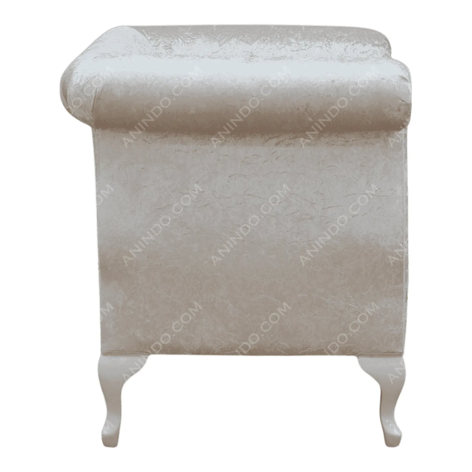 Beige upholstered armchair with wooden legs