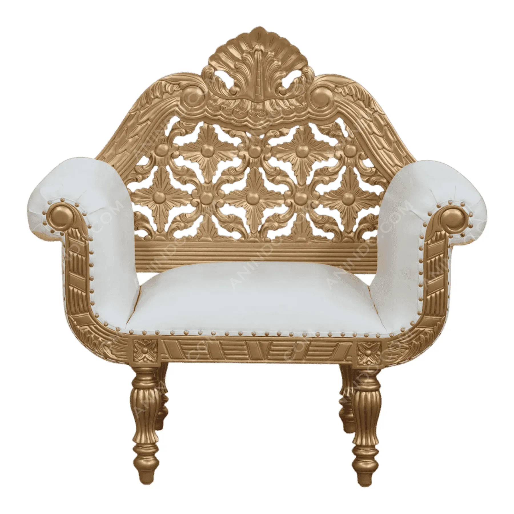 Luxury gold and white carved armchair