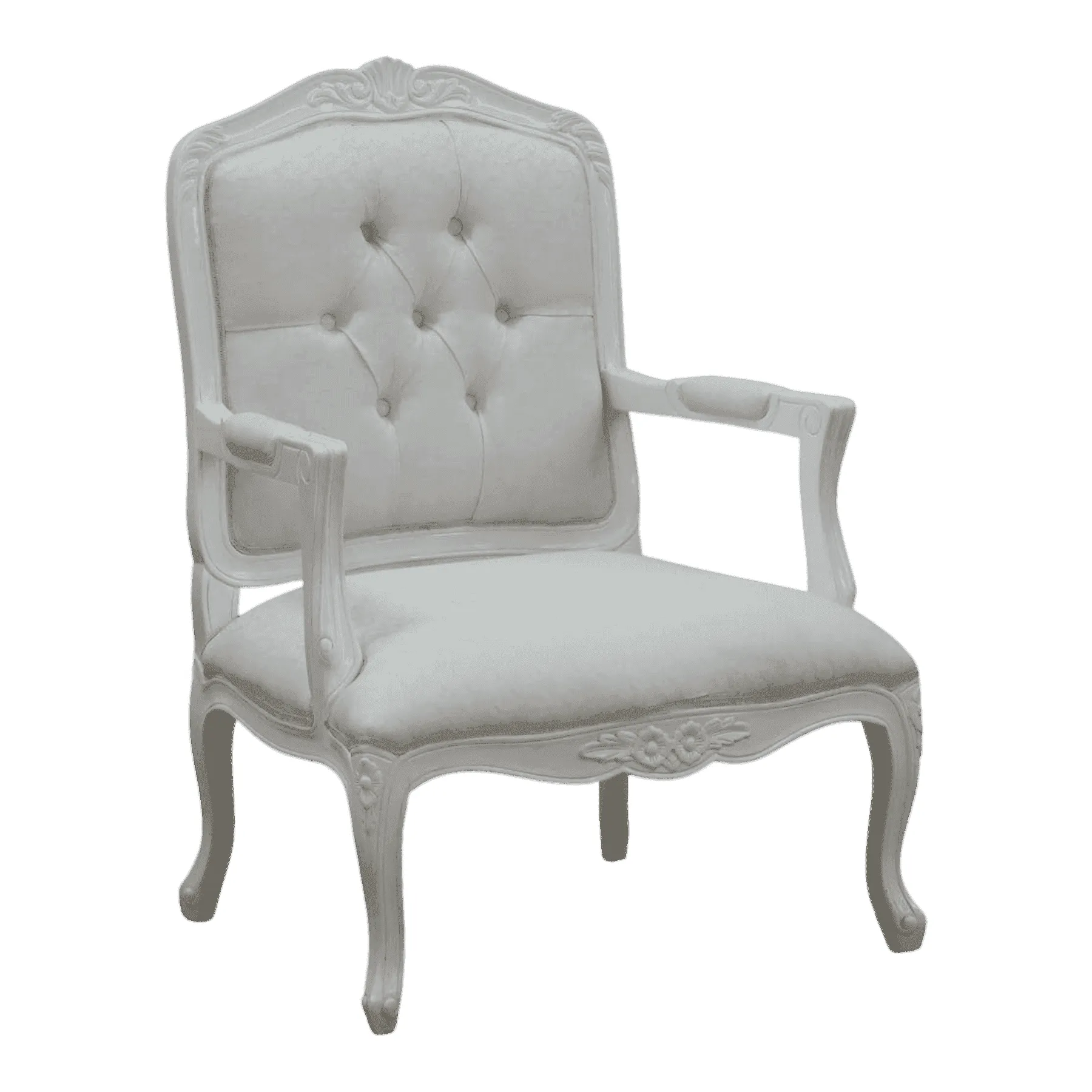 Elegant white vintage upholstered armchair