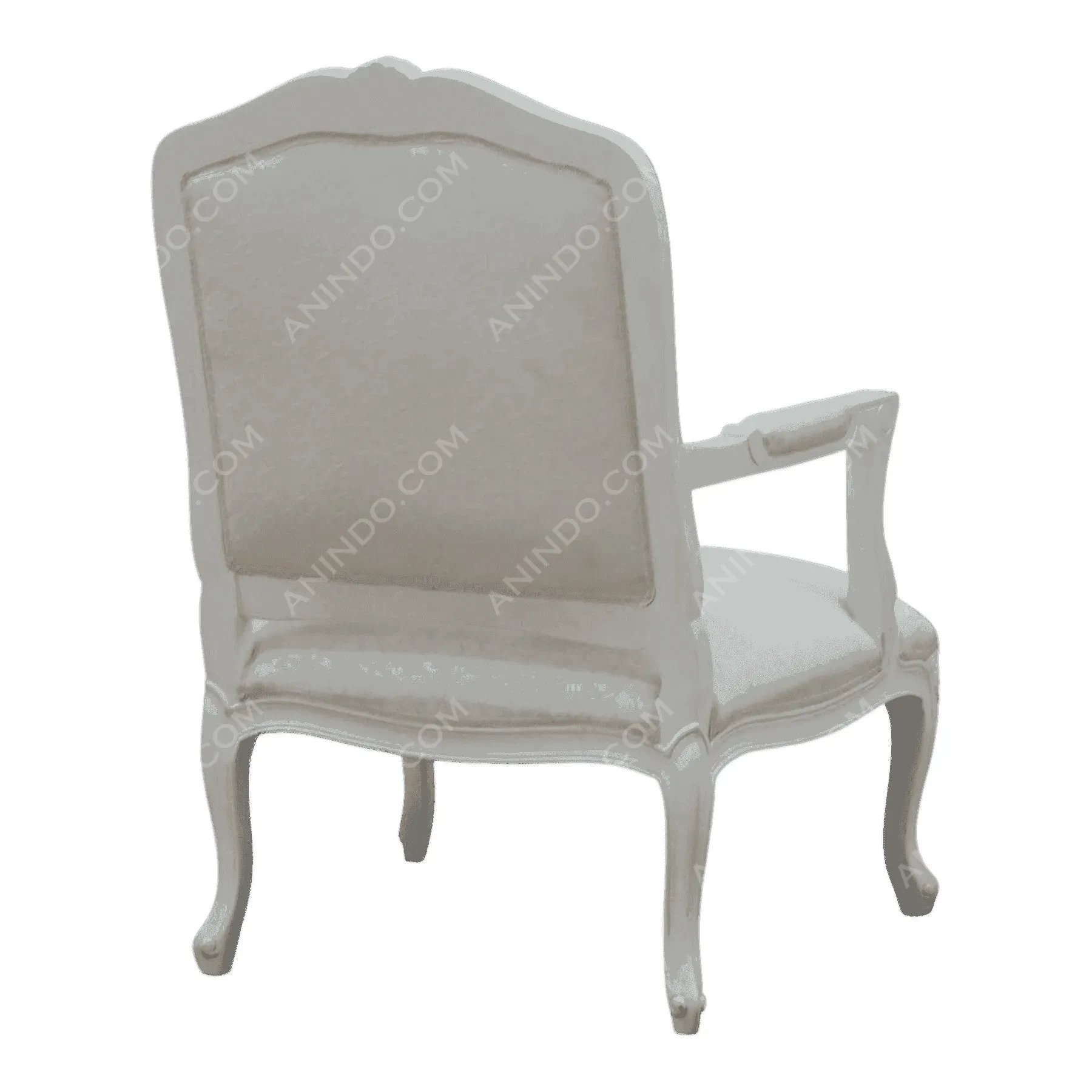 Elegant white vintage armchair with cushioned seat
