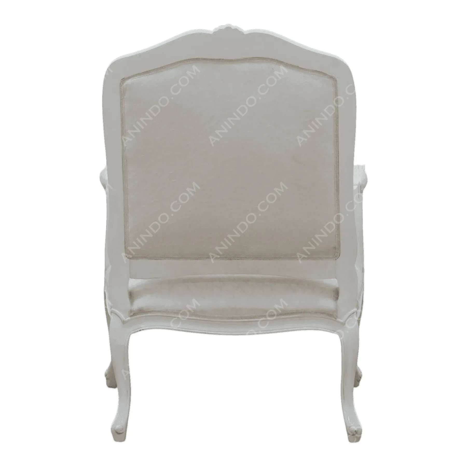 Back view of white upholstered chair