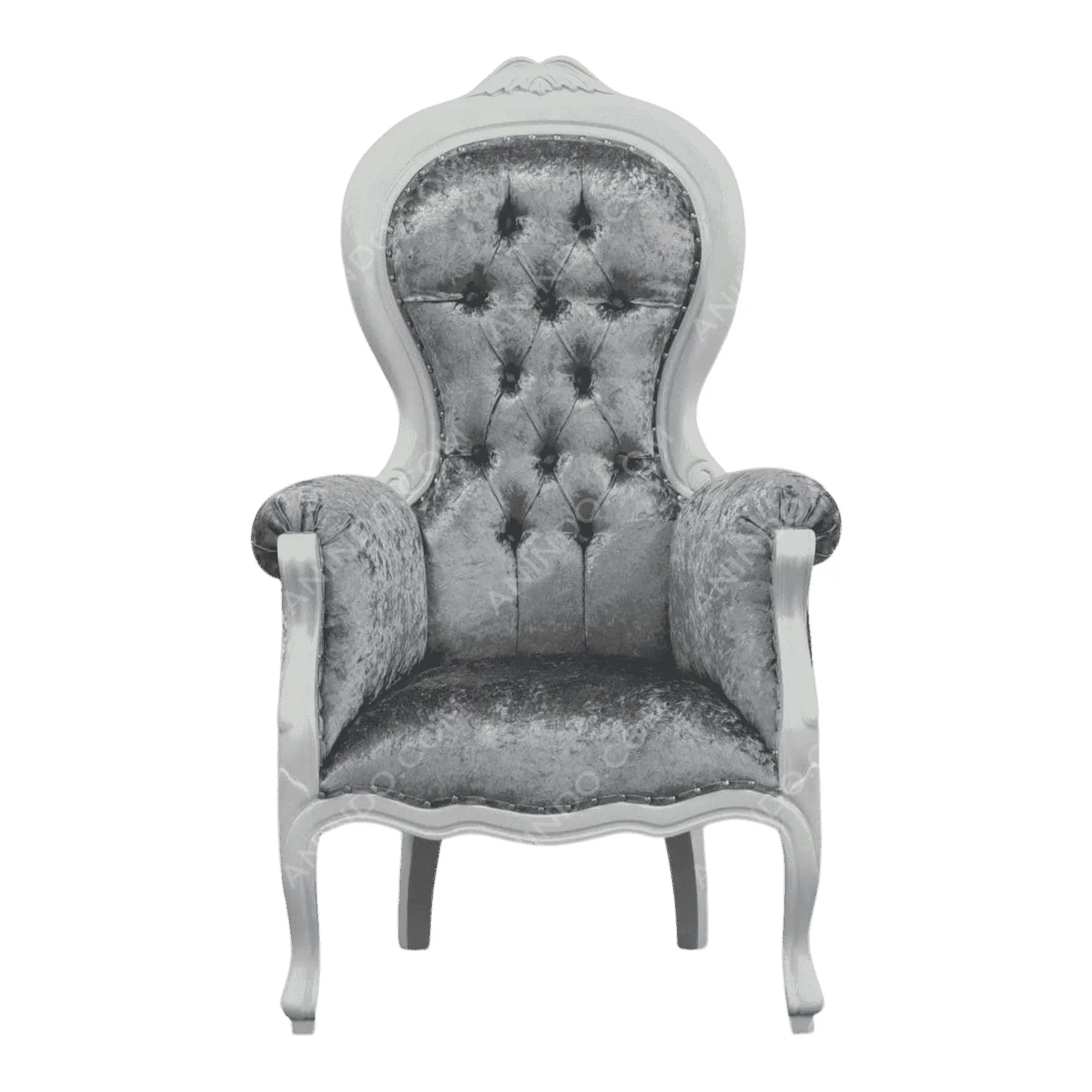 Elegant gray velvet tufted armchair