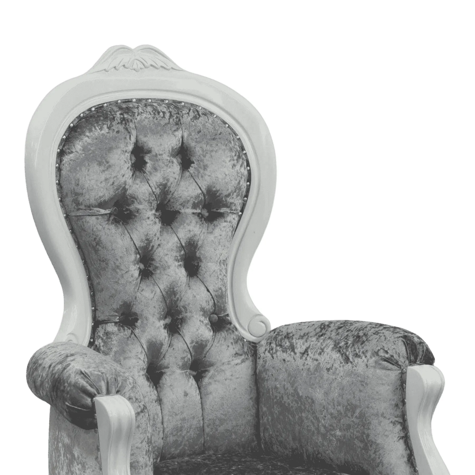 Vintage tufted velvet armchair with wooden frame