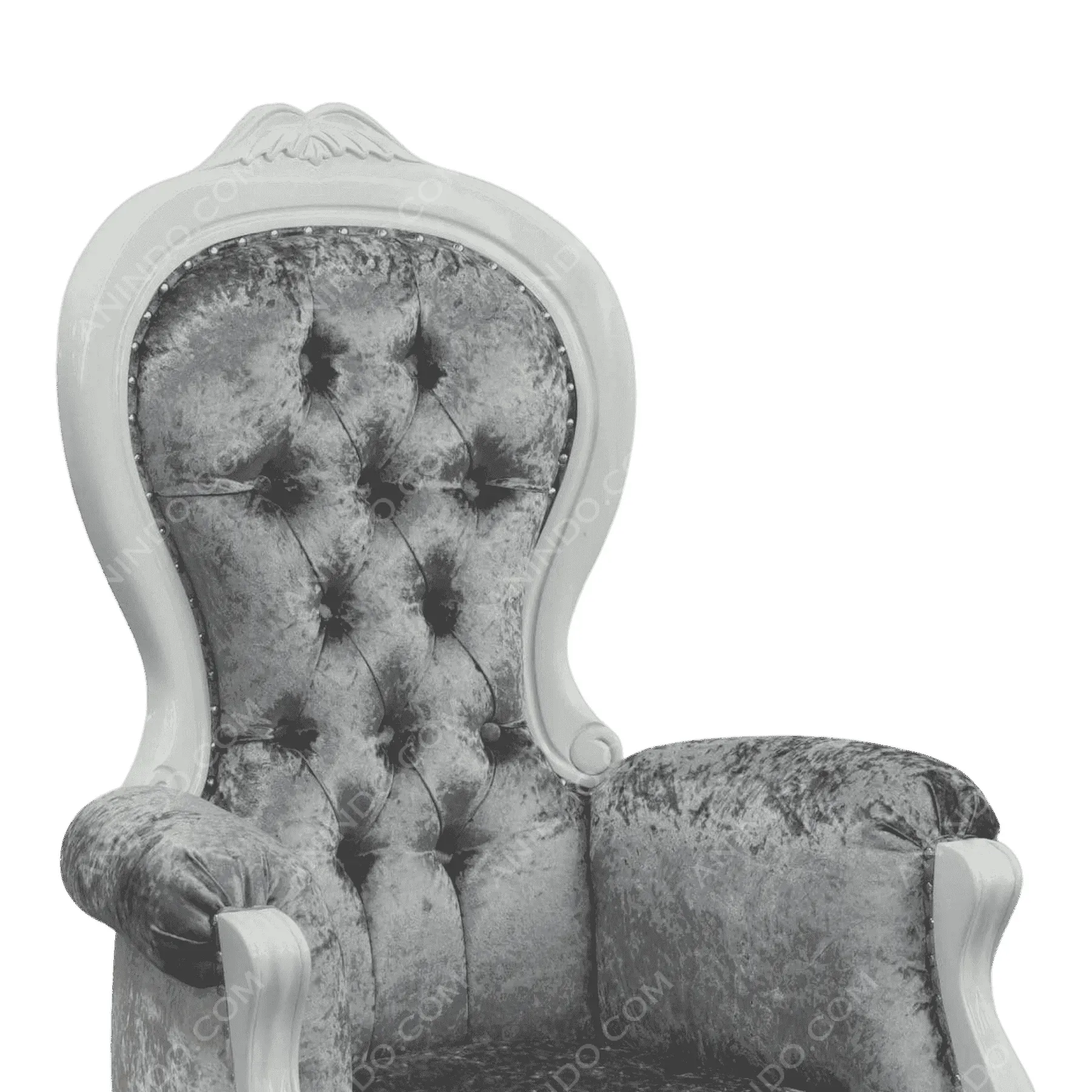 Vintage tufted velvet armchair with wooden frame