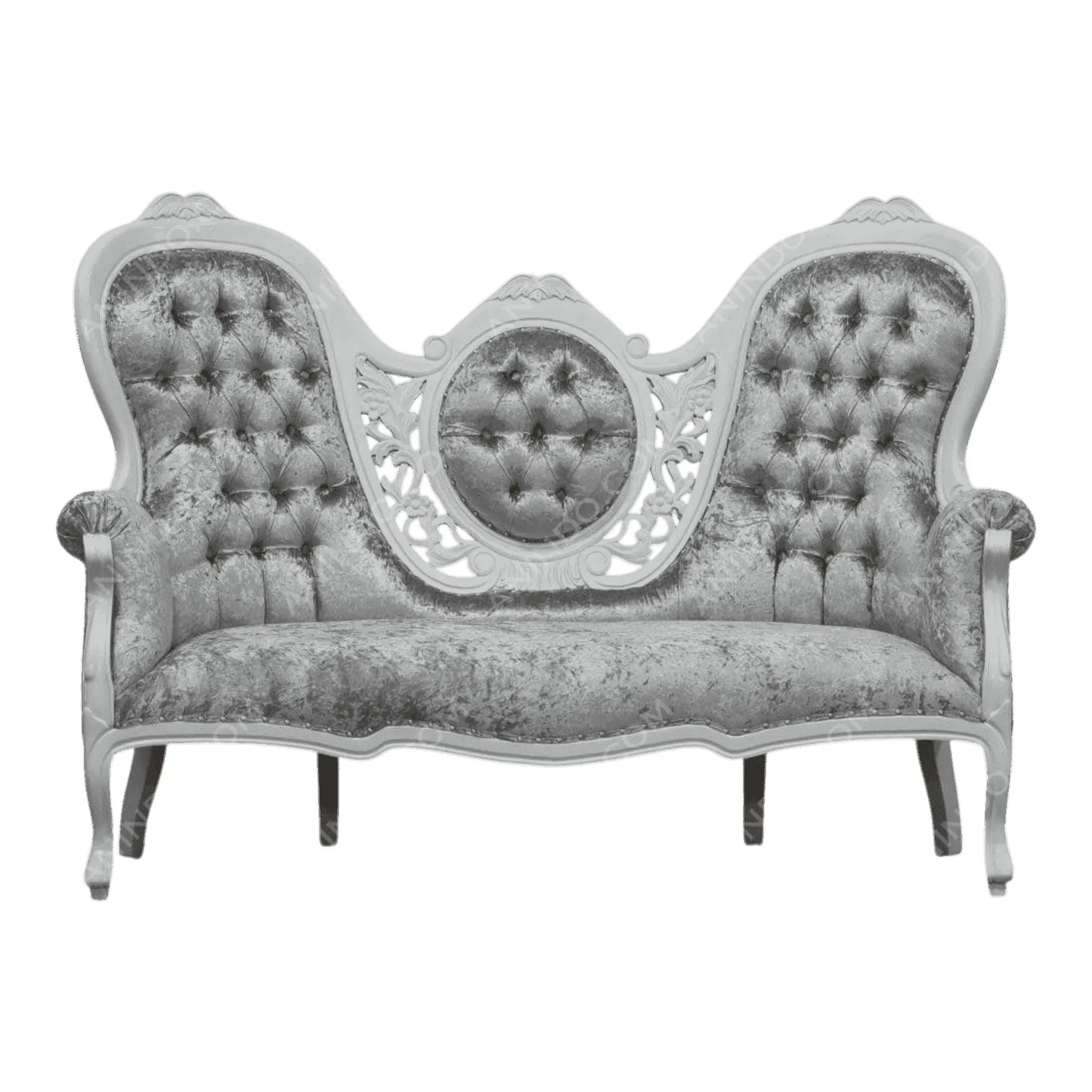 Elegant vintage gray tufted sofa