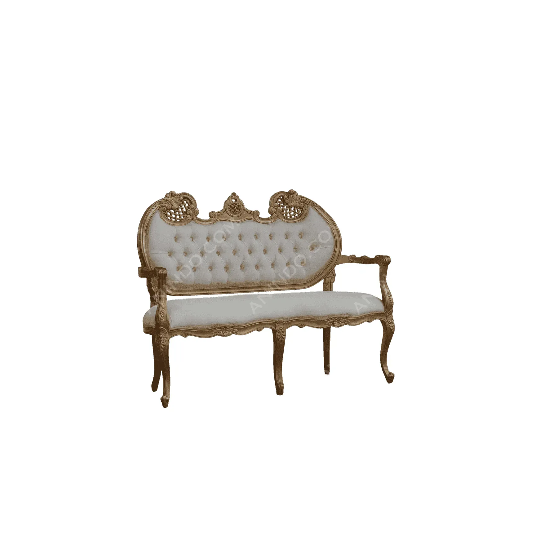 Elegant vintage wooden upholstered bench