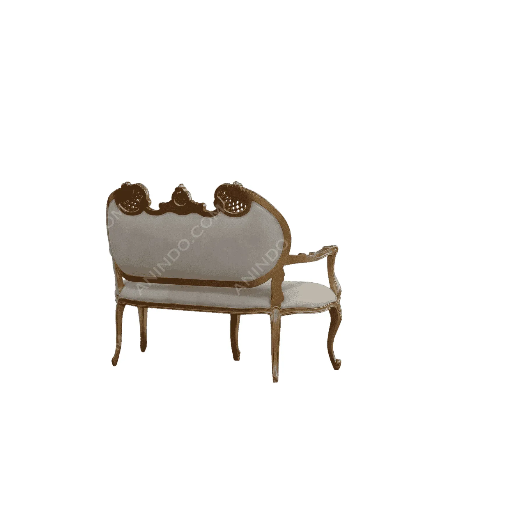 Vintage wooden loveseat with cushioned seats