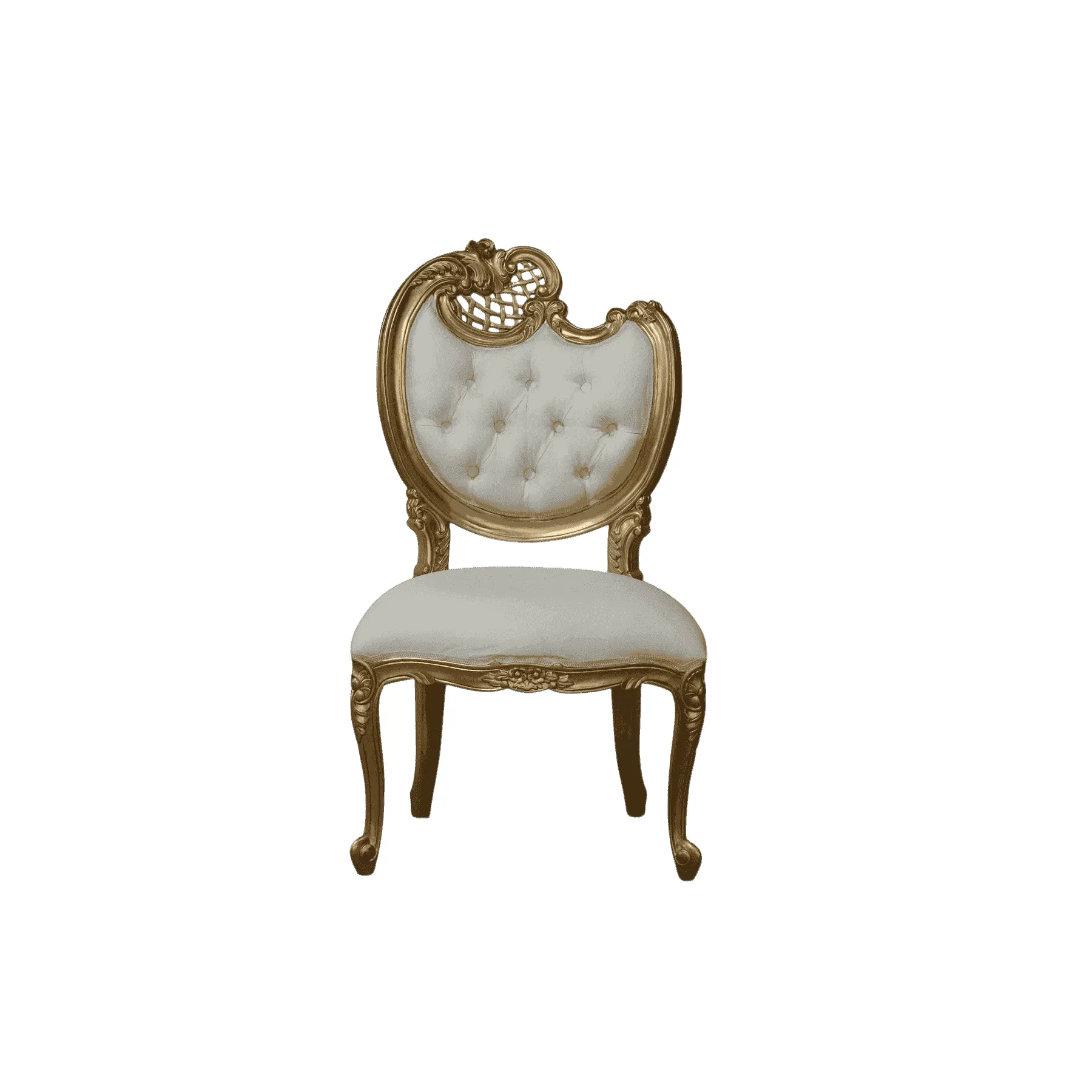 Elegant vintage gold and white upholstered chair