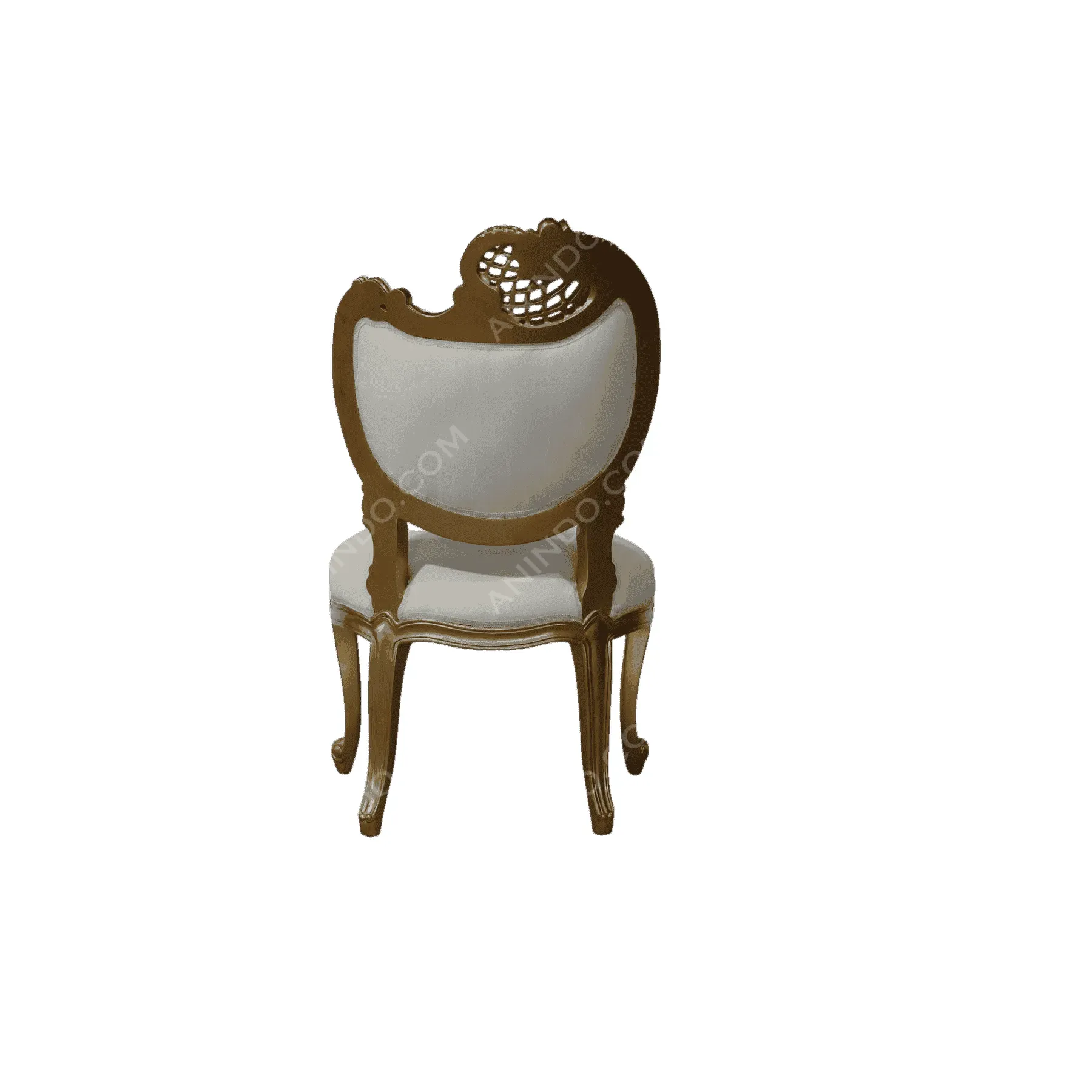 Elegant vintage wooden chair with white cushion