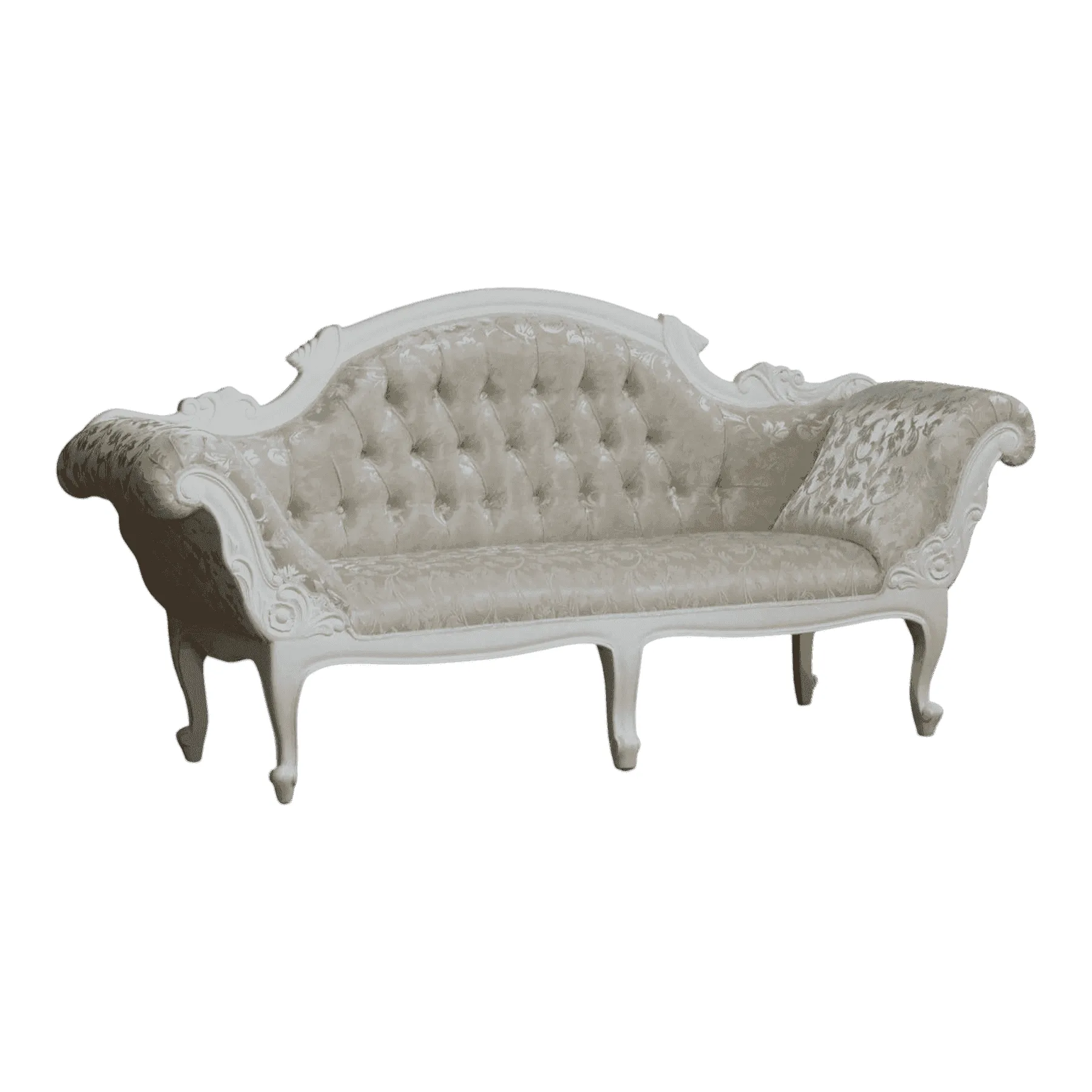 Elegant vintage white tufted sofa