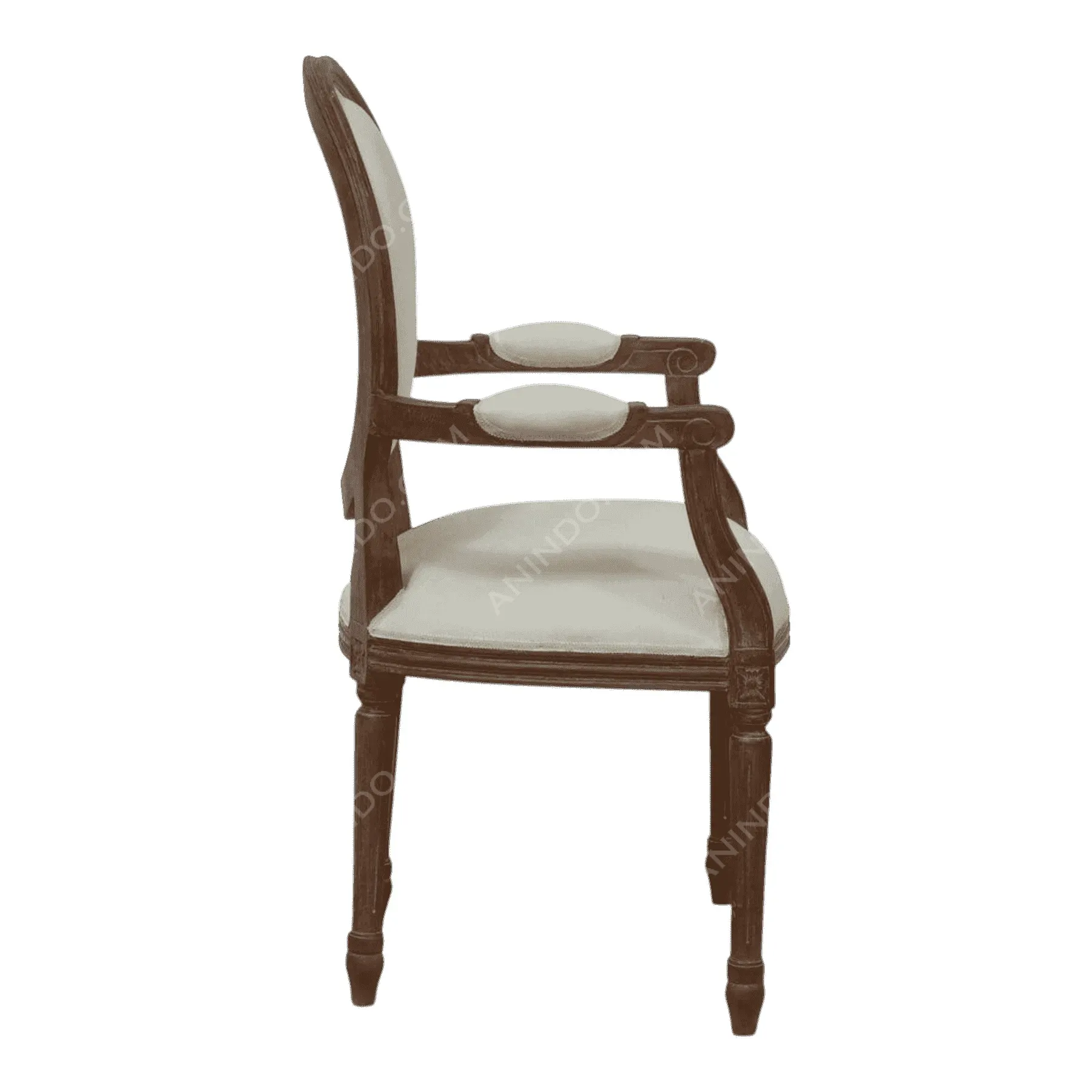 Wooden armchair with upholstered seat and back