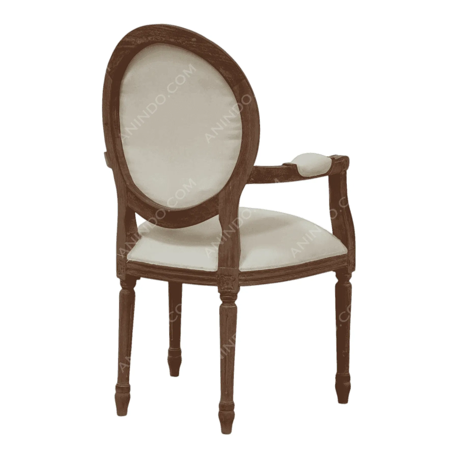 Classic wooden chair with beige upholstery