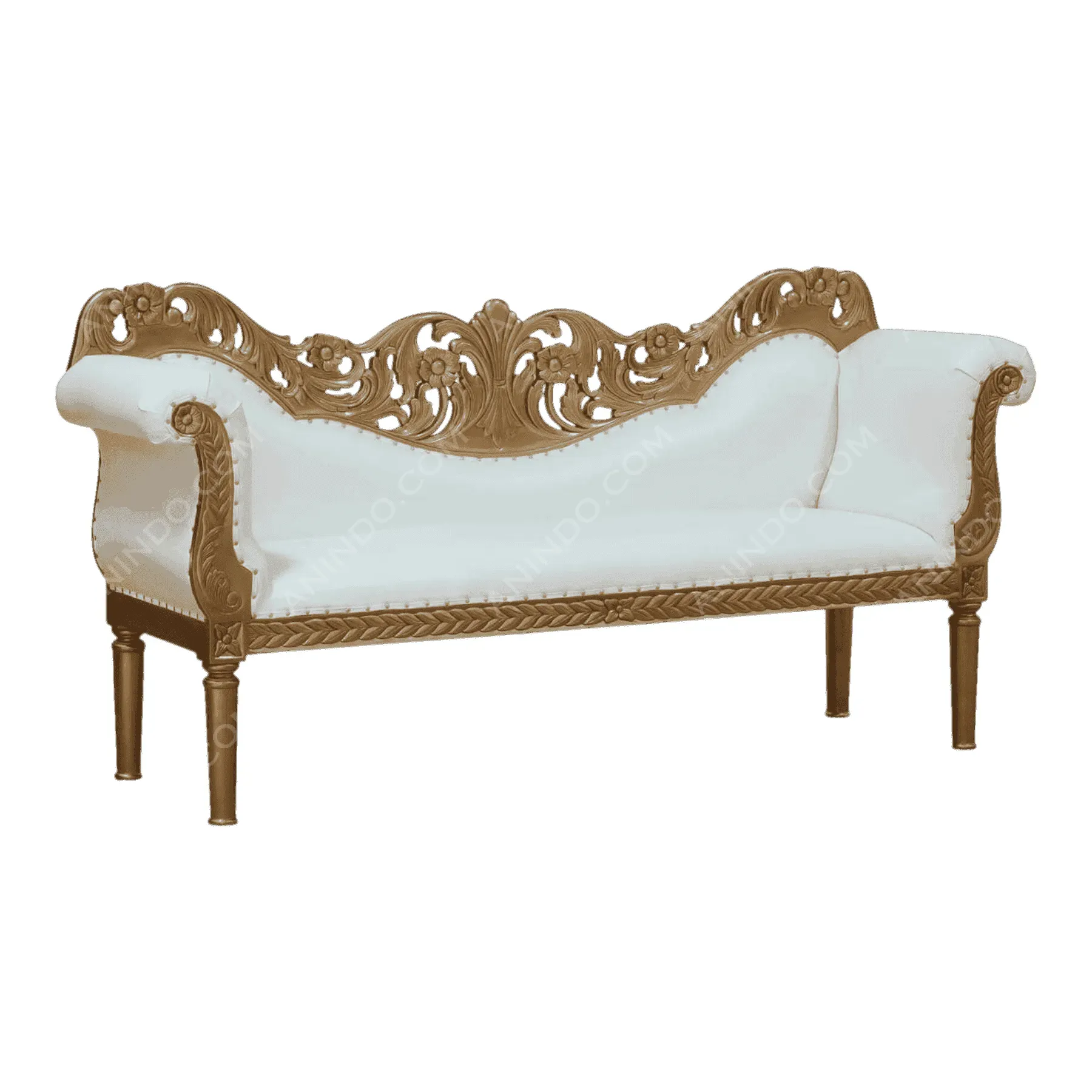 Elegant white and gold vintage sofa