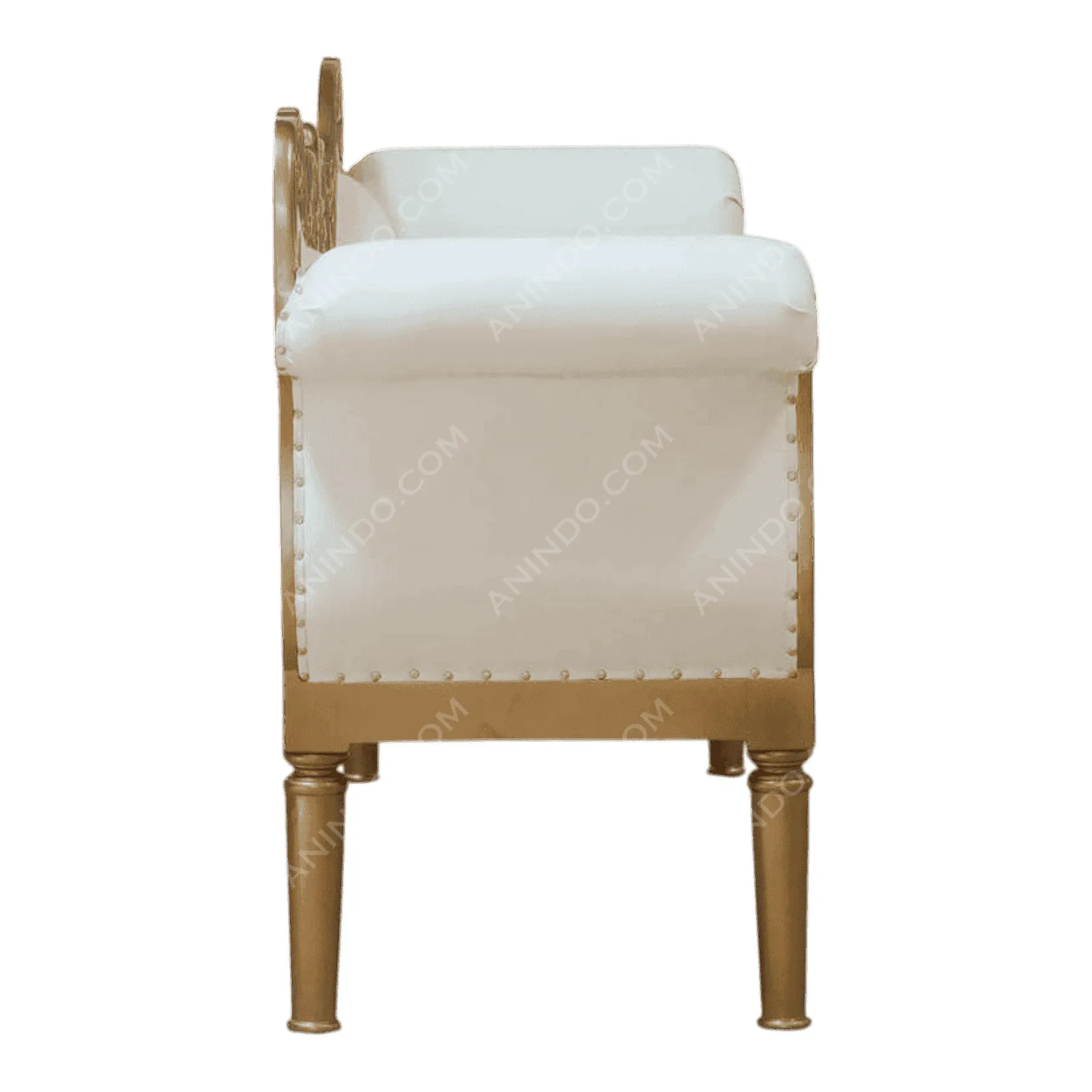 Side view of white upholstered chair