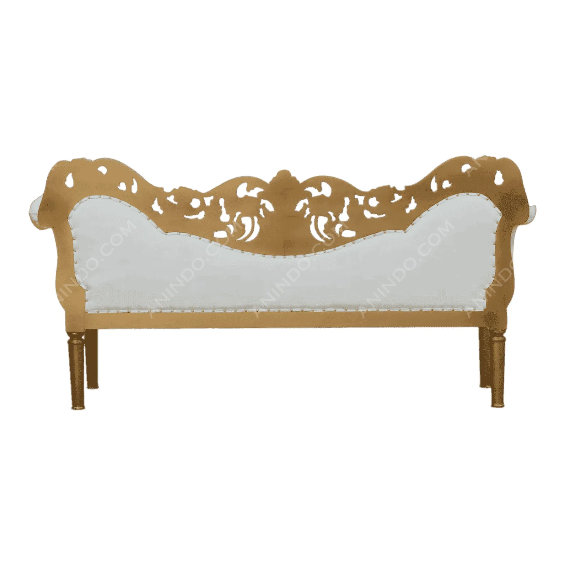 Elegant gold and white carved wooden sofa