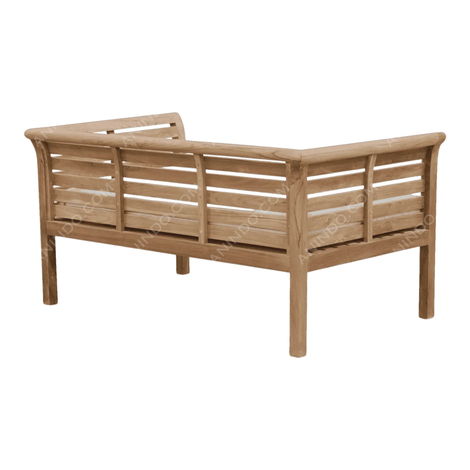 Wooden outdoor daybed with slatted backrest