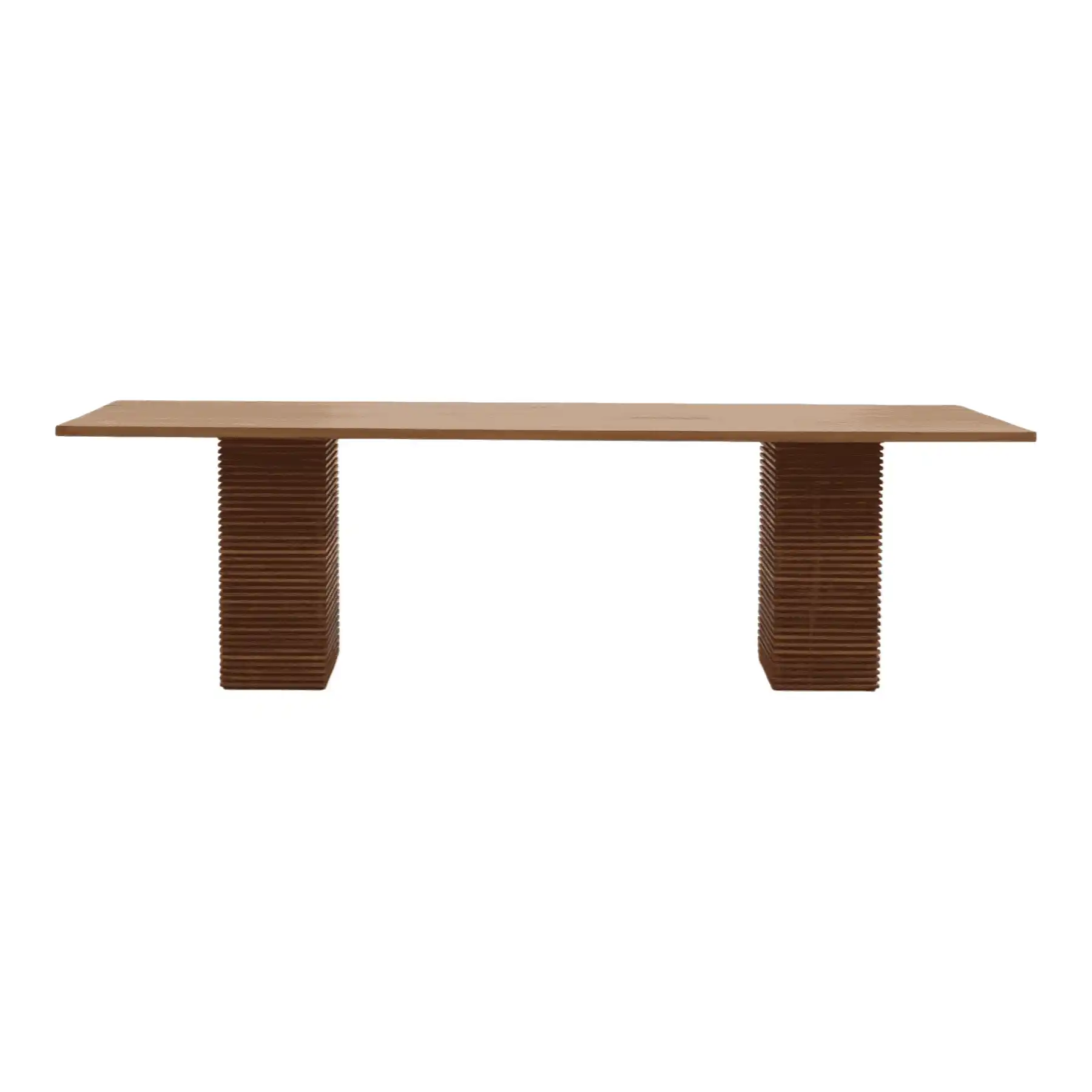 Modern wooden dining table with ribbed legs