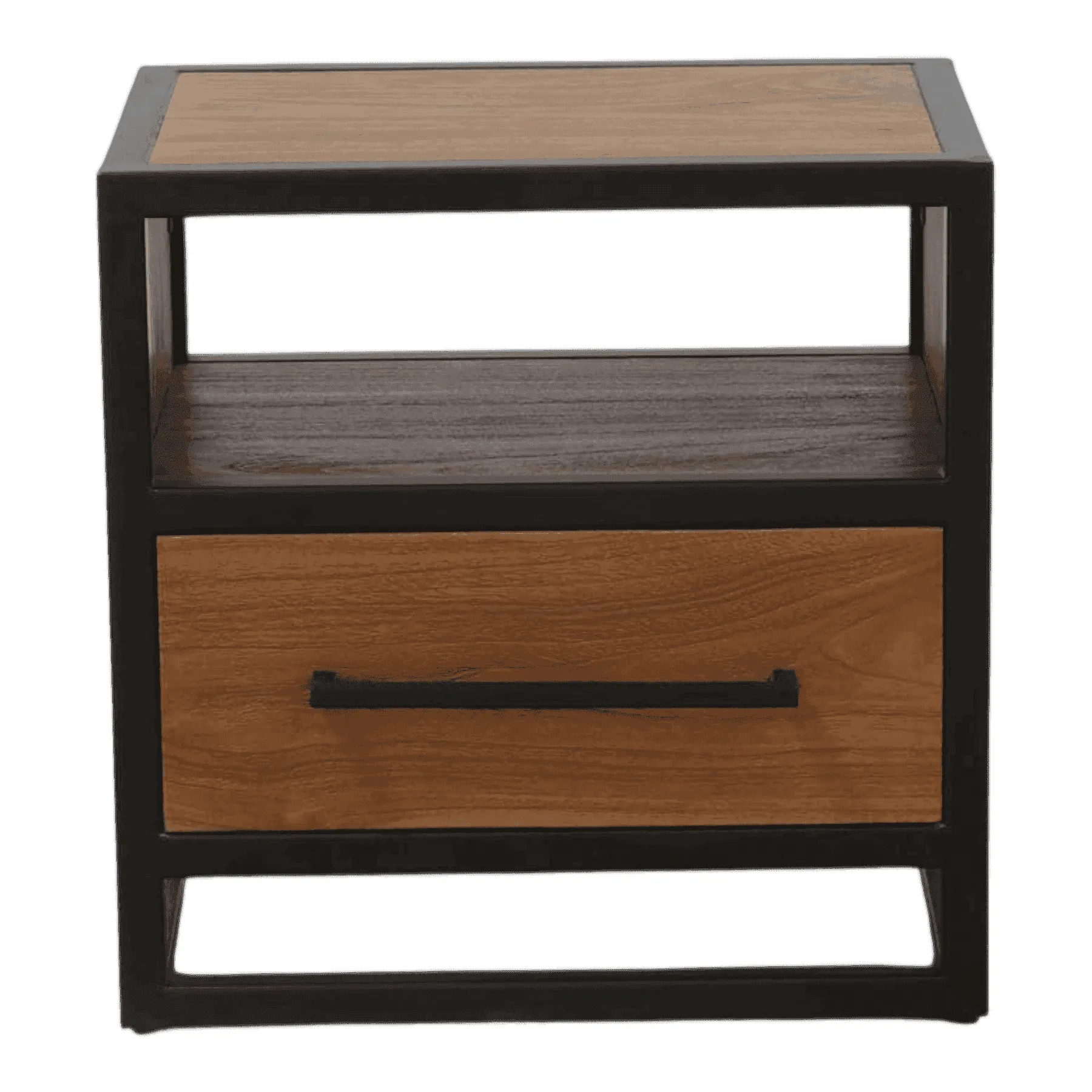 Modern wooden nightstand with drawer and shelf